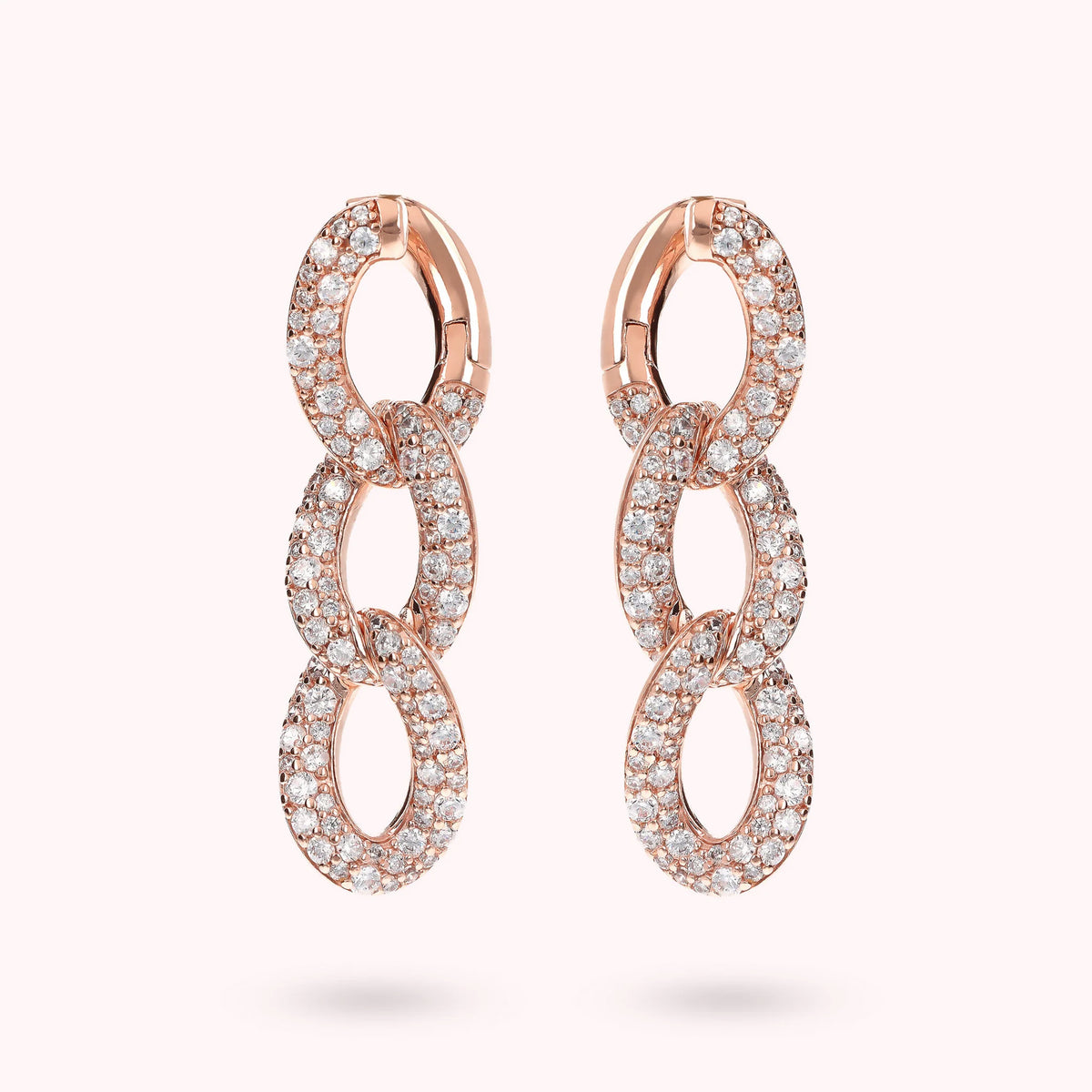 Dangle Earrings with Grumetta Chain and Pavé Cubic Zirconia