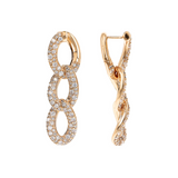 Golden Grumetta Chain Pendant Earrings with Cubic Zirconia Pavé