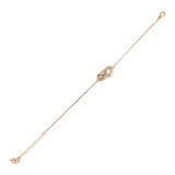 Golden Forzatina Chain Bracelet with Double Pavé Heart Pendant and Oval Link