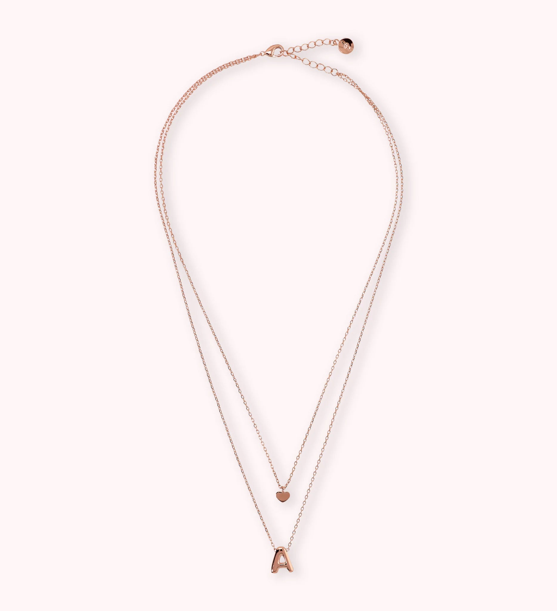 Collana Multifilo Graduata Catena Forzatina con Ciondolo Cuore e Pendente Lettera