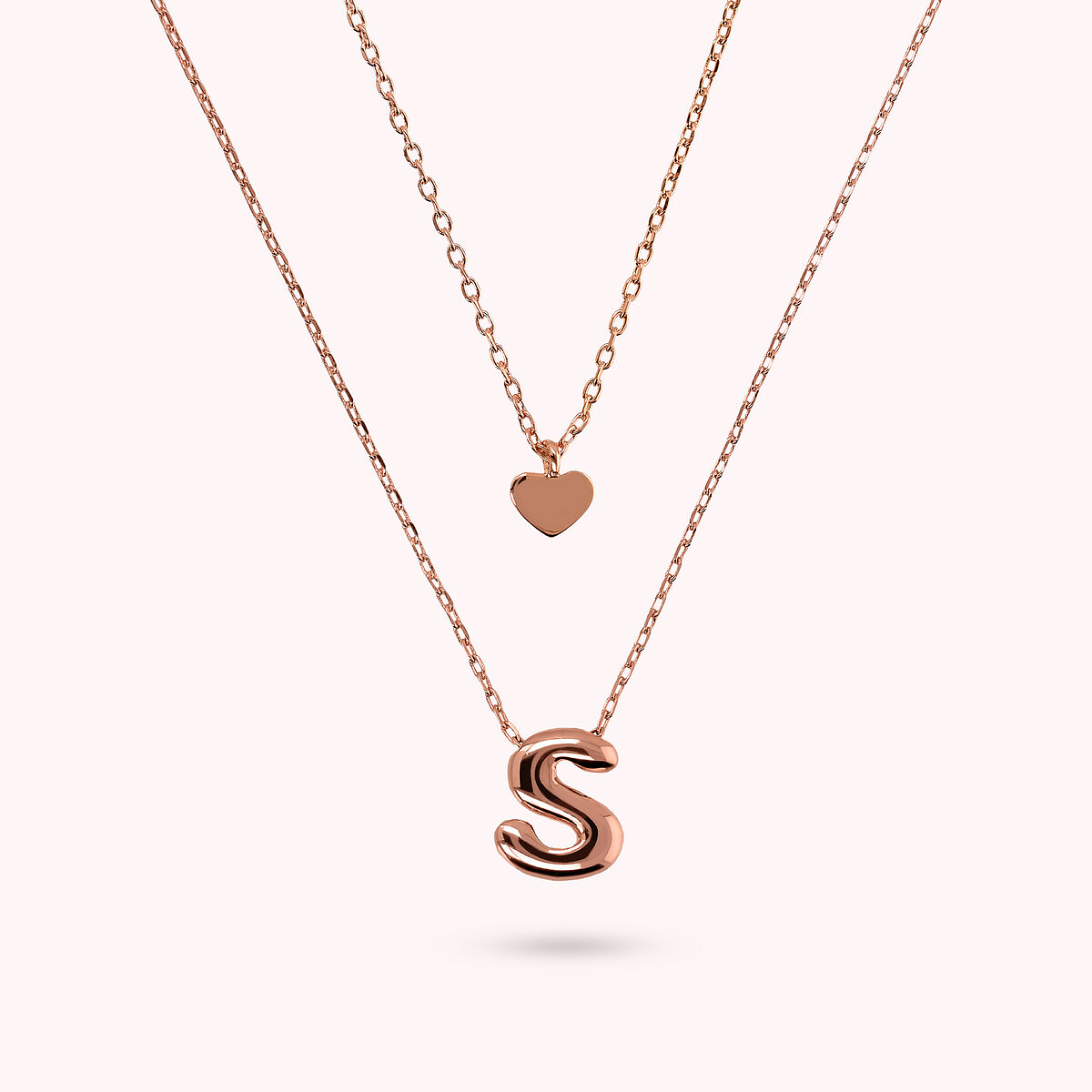Multistrand Graduated Forzatina Chain Necklace with Heart Pendant