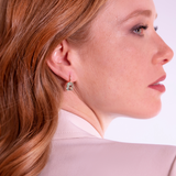 Boucles d'oreilles pendantes avec prisme gemme taille mosaïque