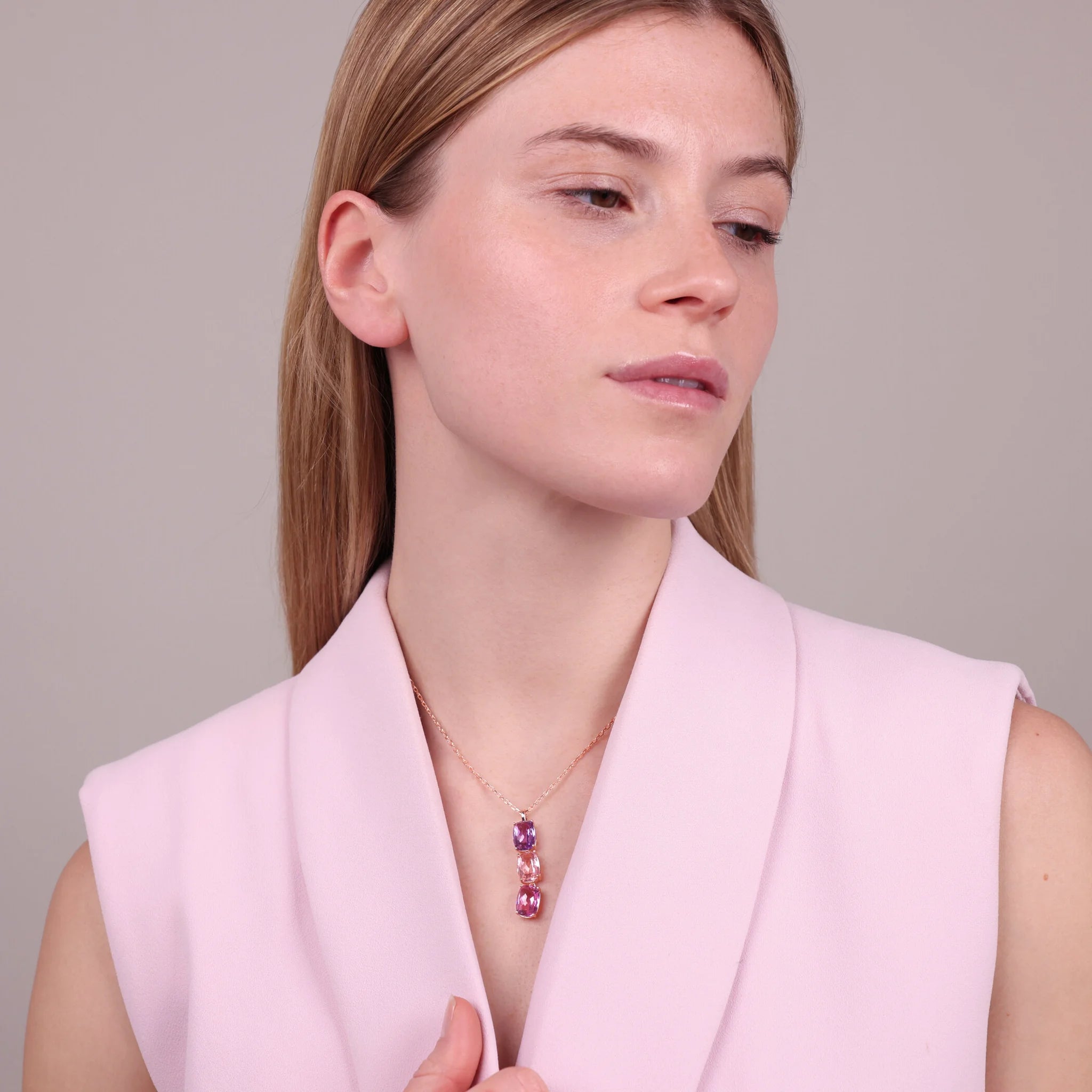 Collier avec Pierre Prisma Gem Taille Mosaïque