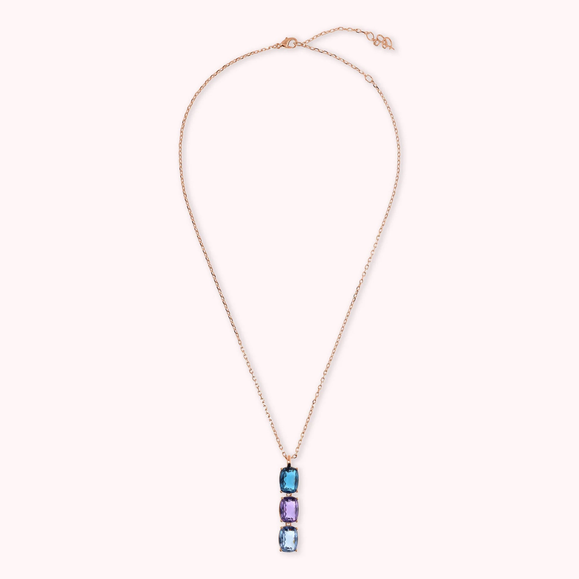 Trilogy Necklace with Prism Gem Cut Mosaic