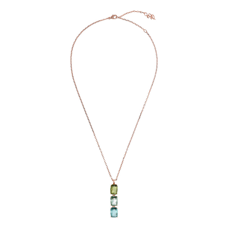 Necklace with Mosaic Cut Green and Blue Prism Gems