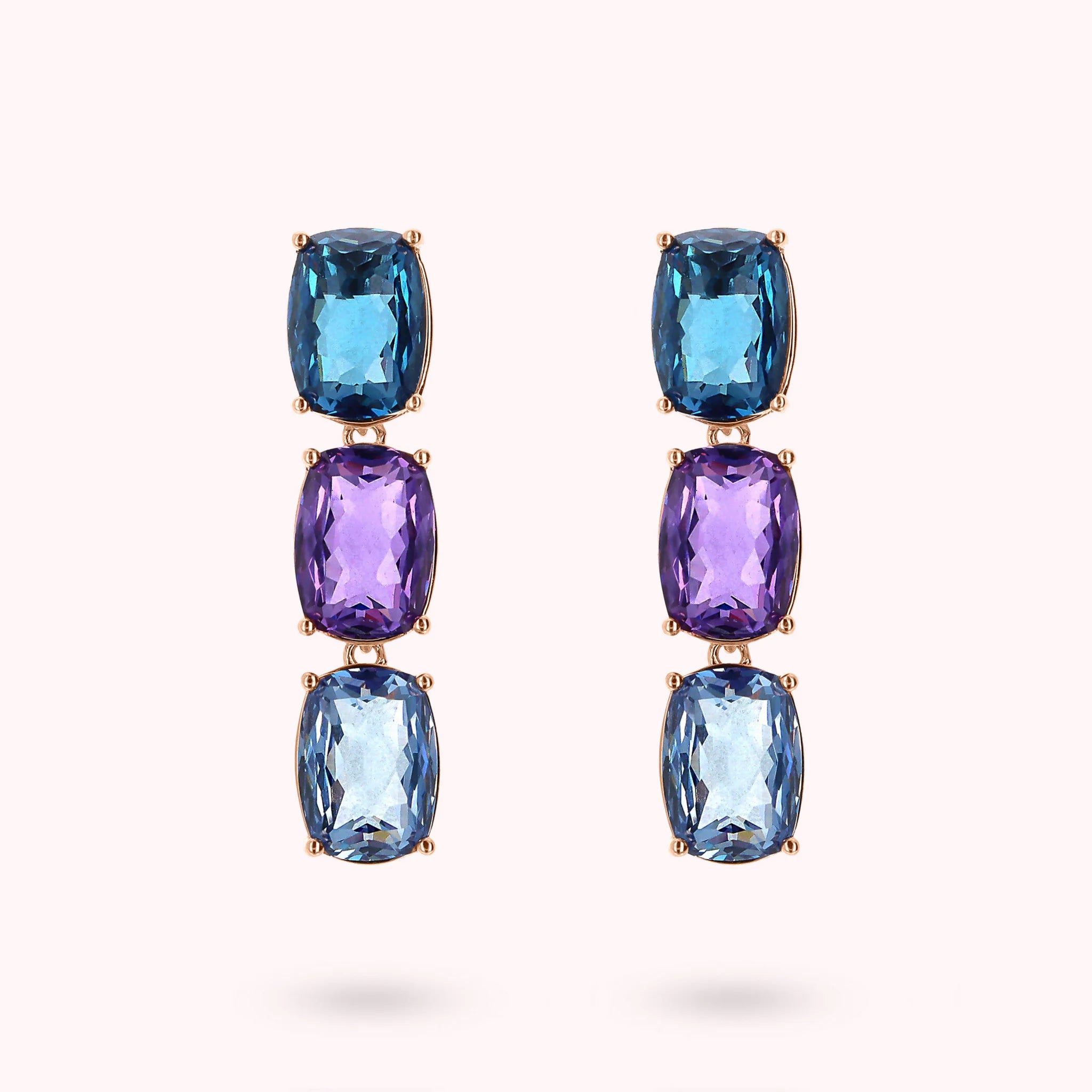 Trilogy Pendant Earrings with Prism Gem Cut Mosaic