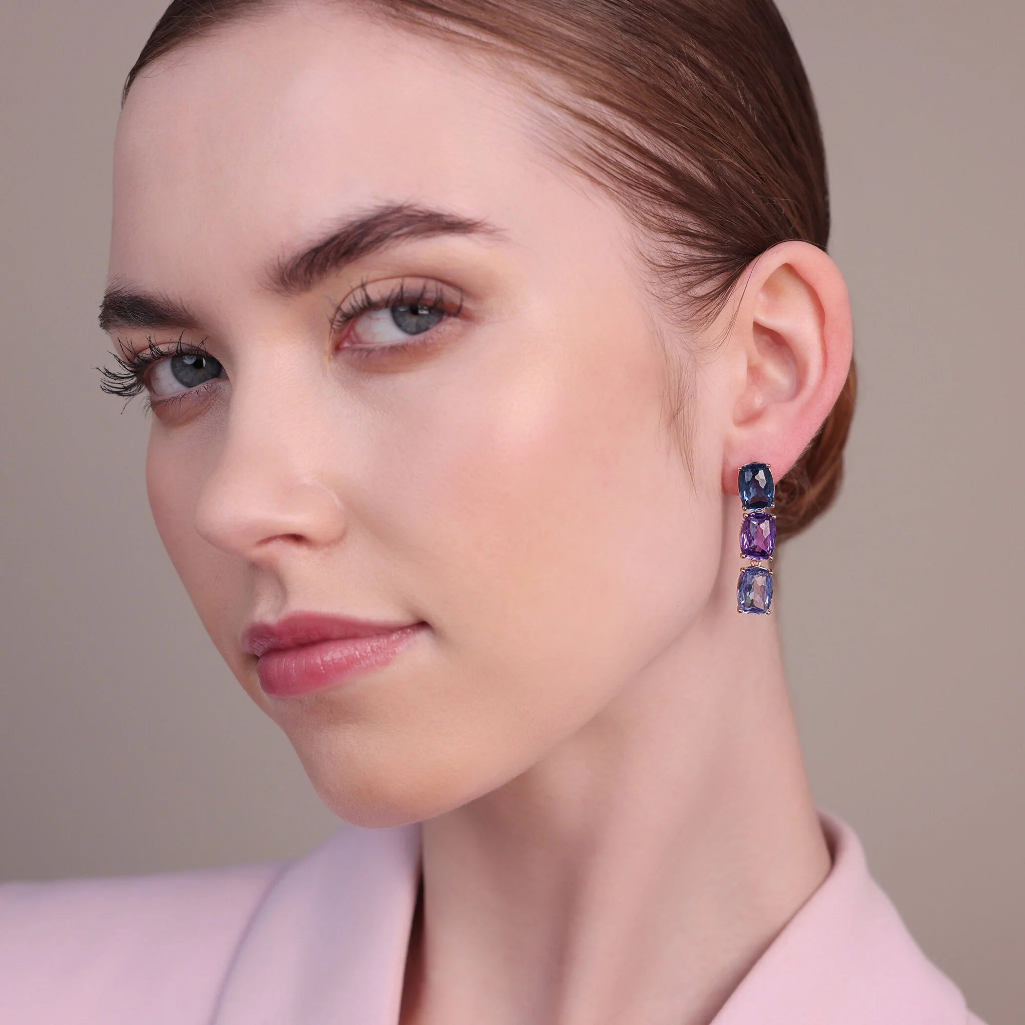 Trilogy Pendant Earrings with Prism Gem Cut Mosaic