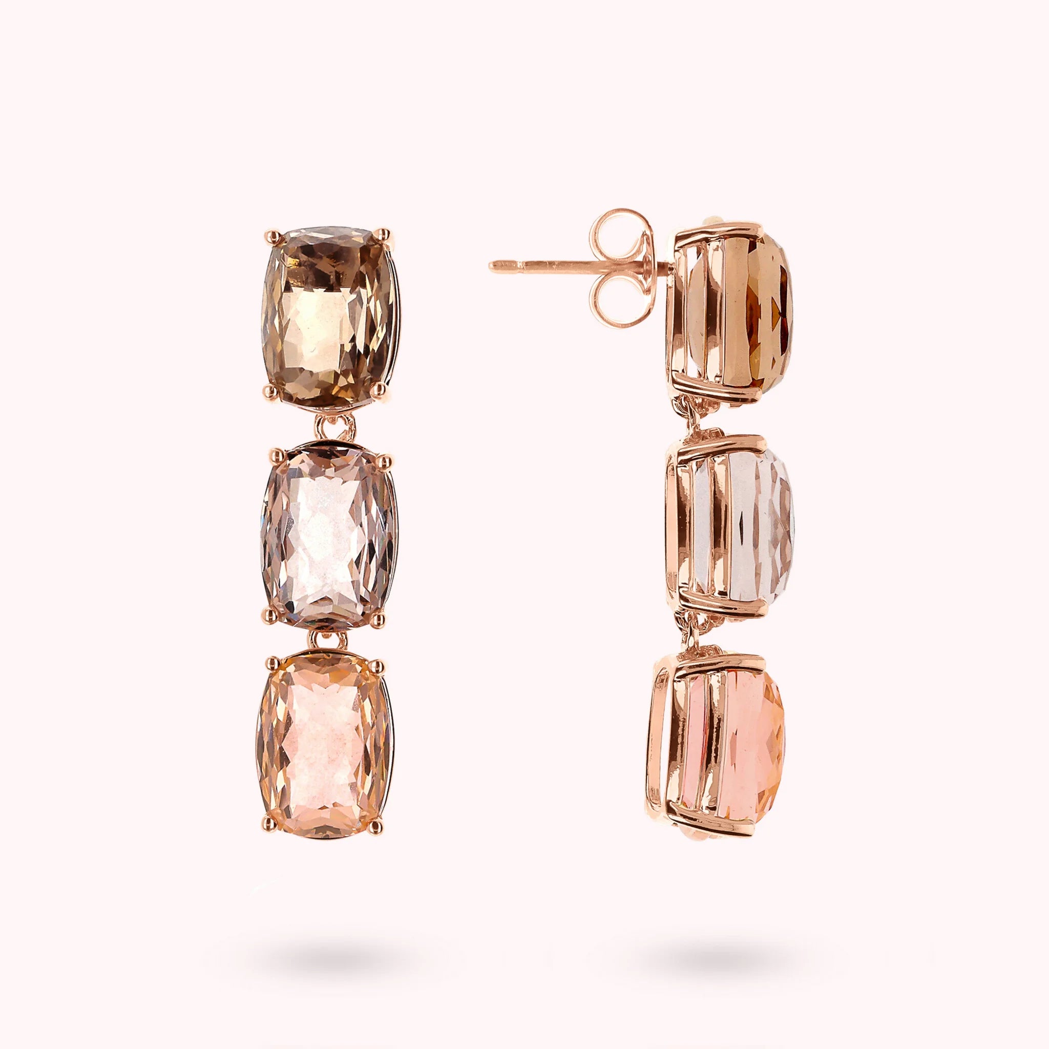 Trilogy Pendant Earrings with Prism Gem Cut Mosaic