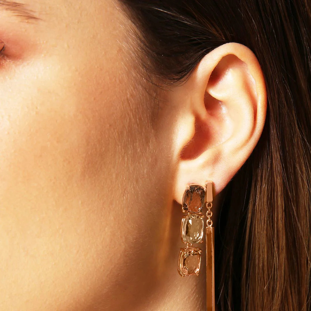 Trilogy Pendant Earrings with Prism Gem Cut Mosaic