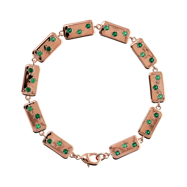 Bracelet Étoile avec Éléments Rectangulaires et Points Lumineux en Zircons Cubiques