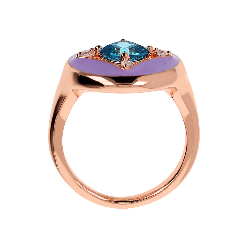 Enamelled Étoile Cocktail Ring with Cubic Zirconia Light Point