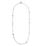 Long Rolo Chain Necklace with Golden Rosé Bead and Freshwater Pearls Ø 6/10.5 mm