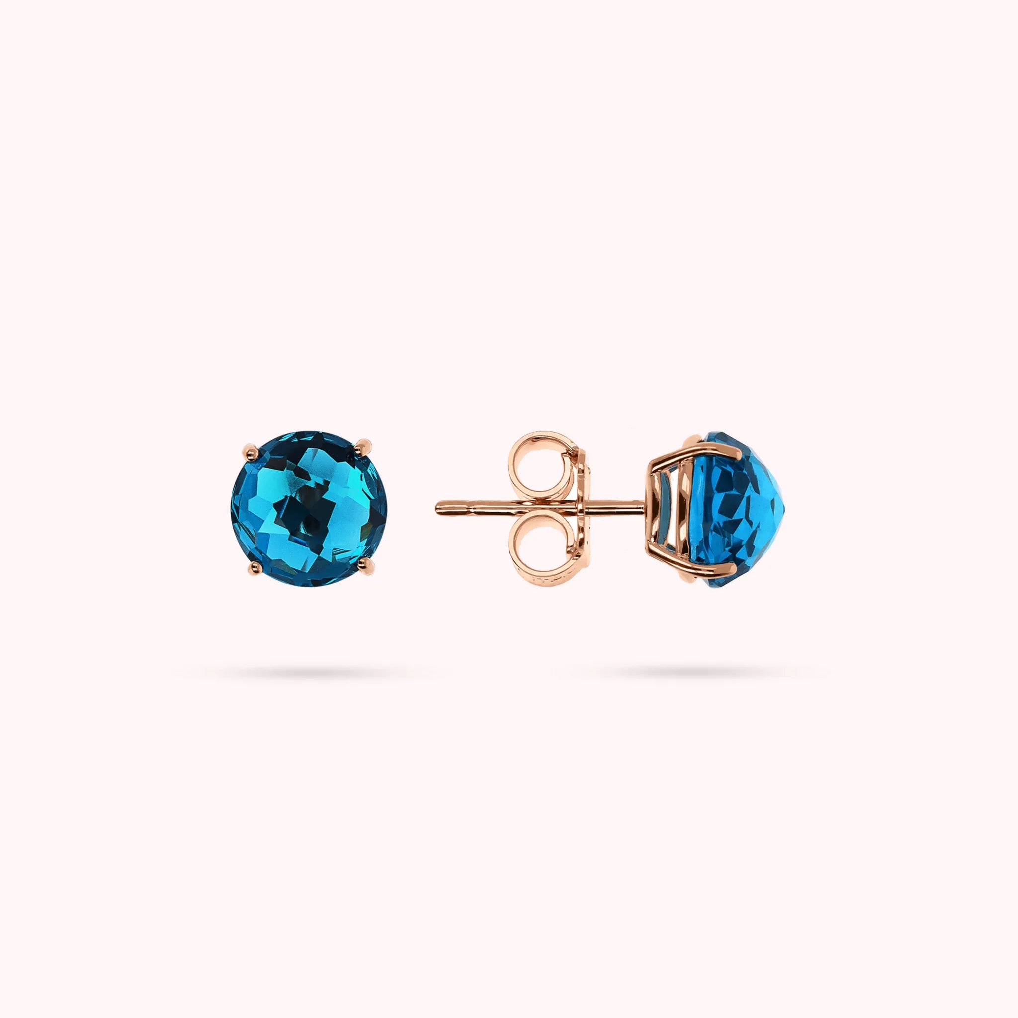 Button Earrings with Prism Gem Mosaic Cut