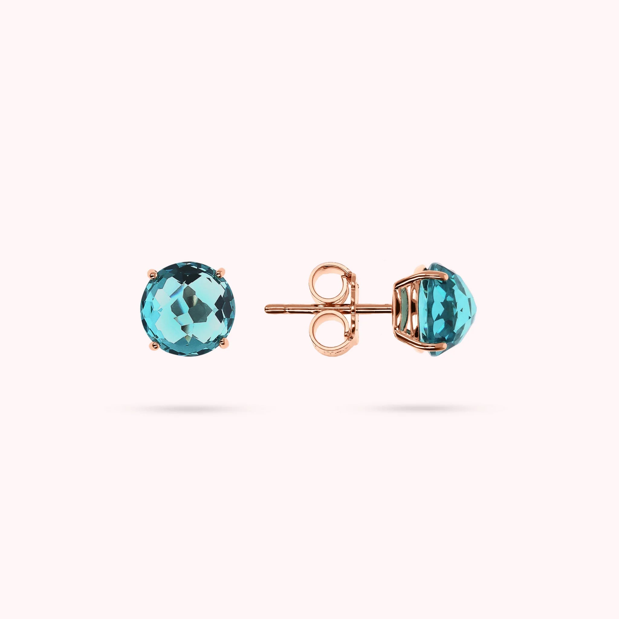 Button Earrings with Prism Gem Mosaic Cut