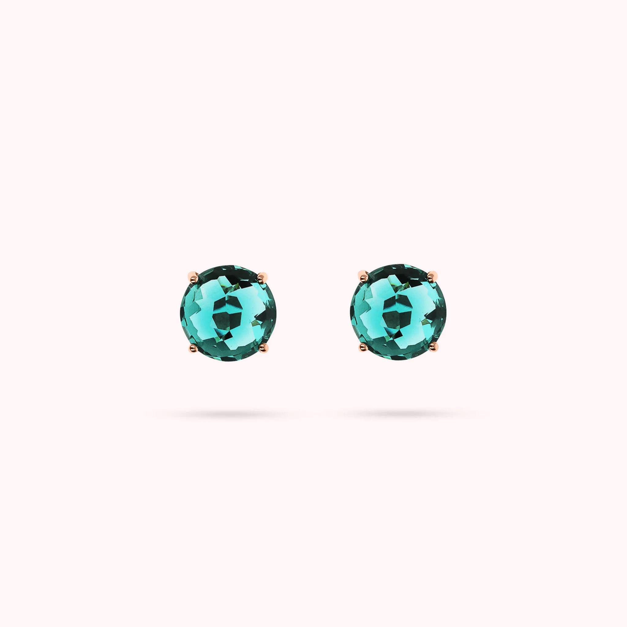 Boucles d'oreilles boutons avec mosaïque de pierres précieuses prismatiques