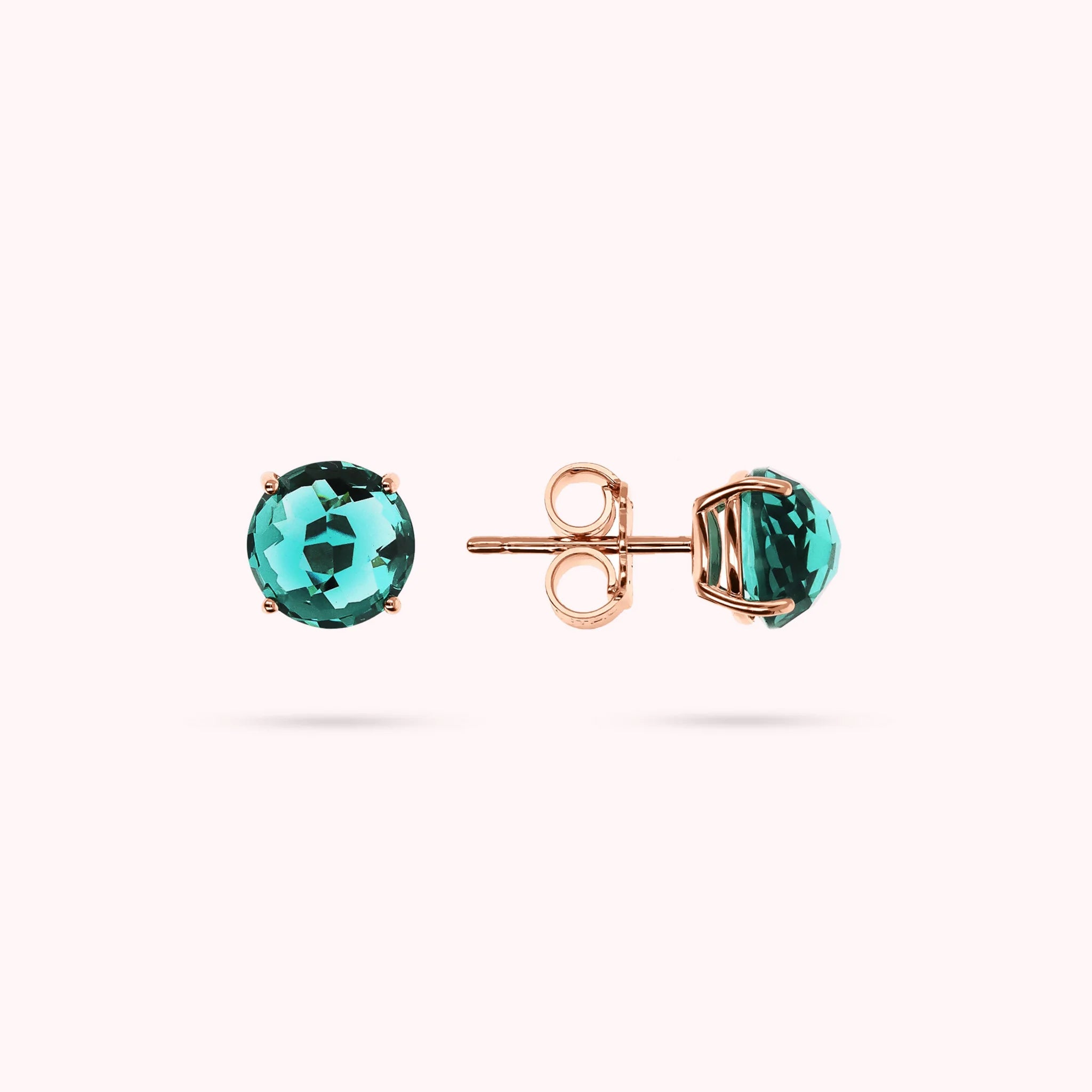 Boucles d'oreilles boutons avec mosaïque de pierres précieuses prismatiques