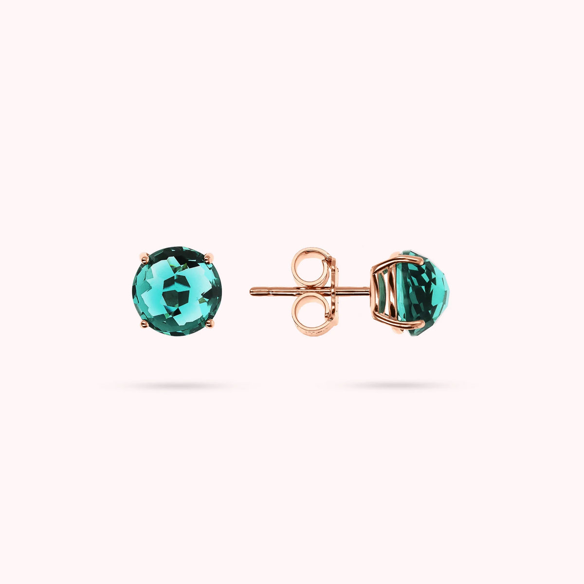 Button Earrings with Prism Gem Mosaic Cut