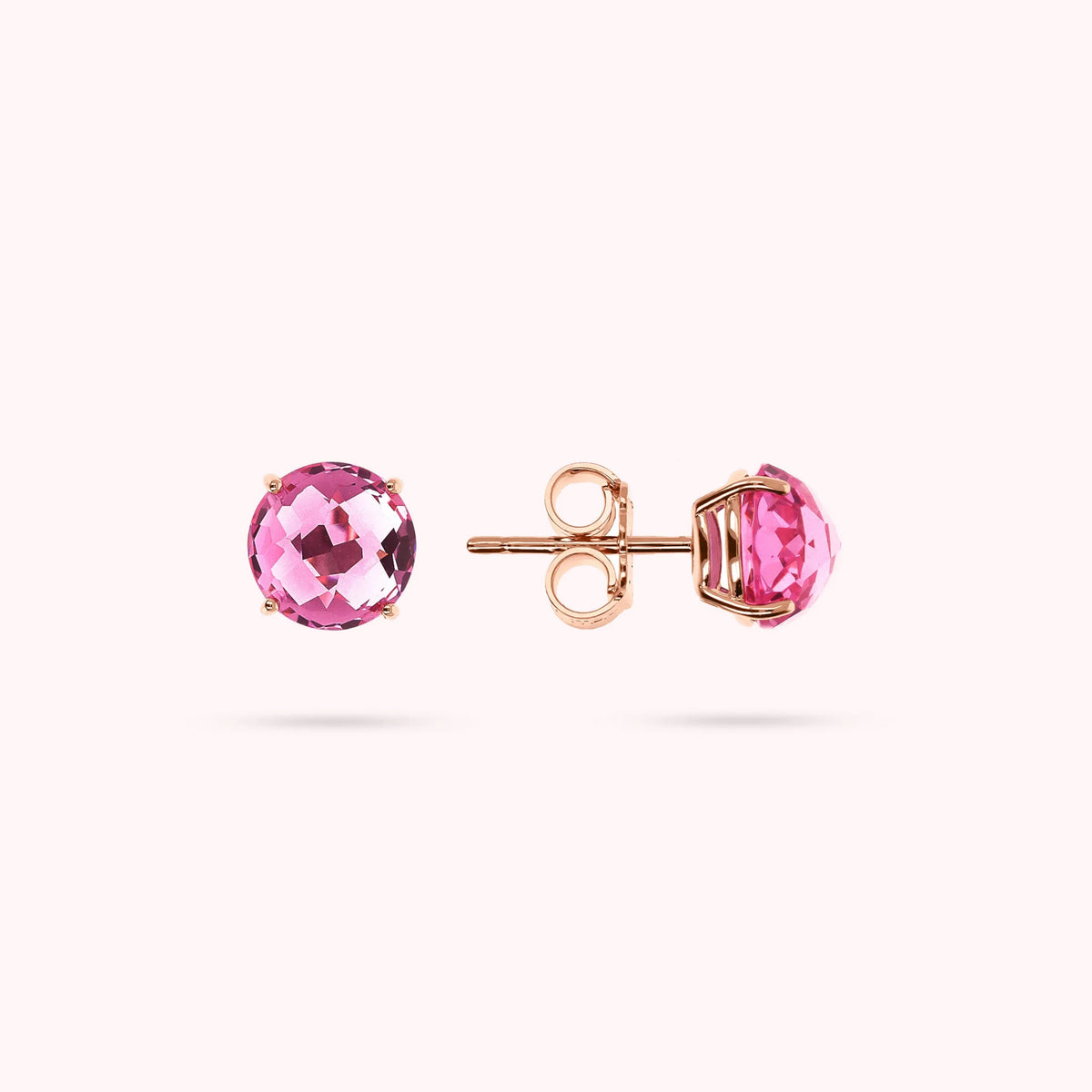Button Earrings with Prism Gem Mosaic Cut