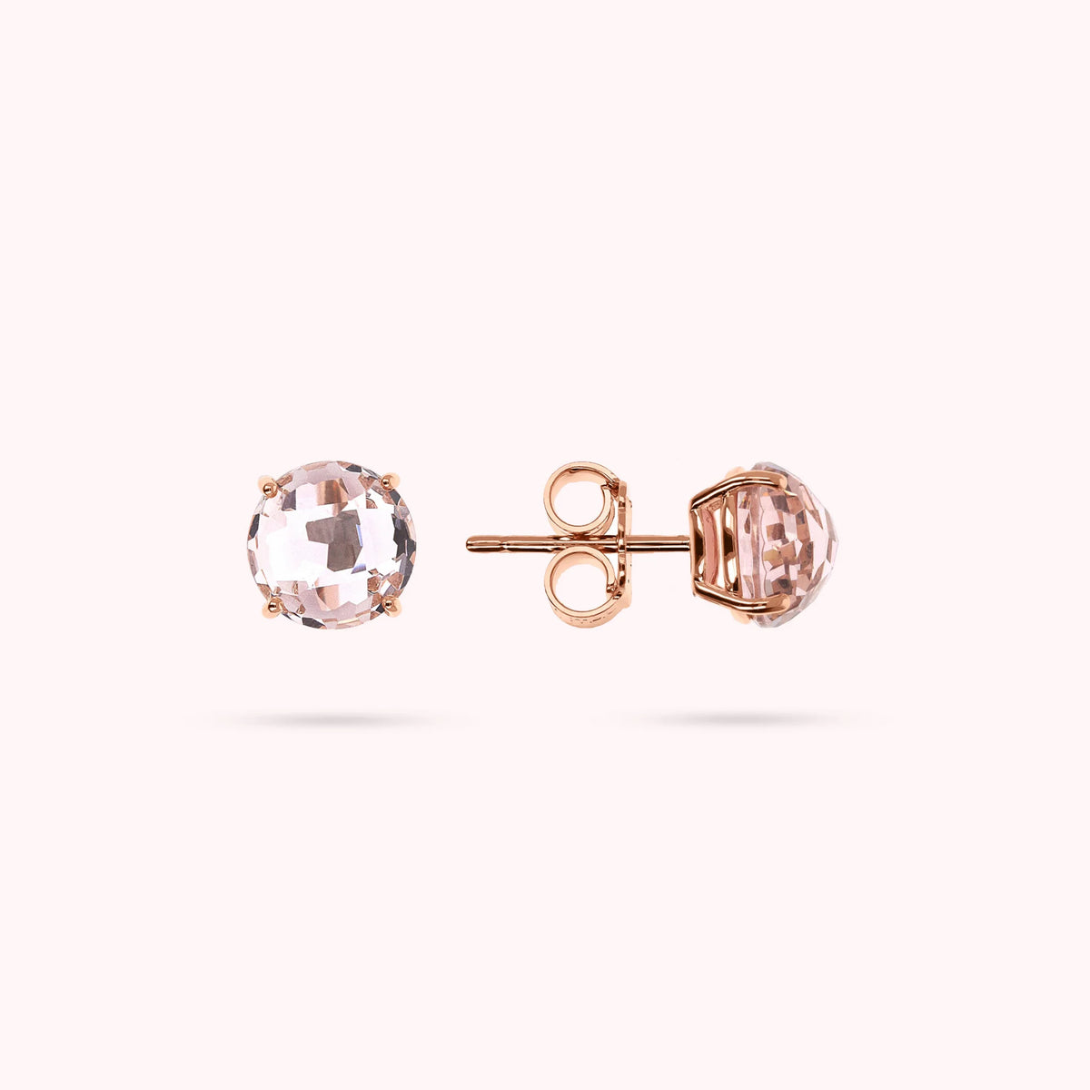 Button Earrings with Prism Gem Mosaic Cut
