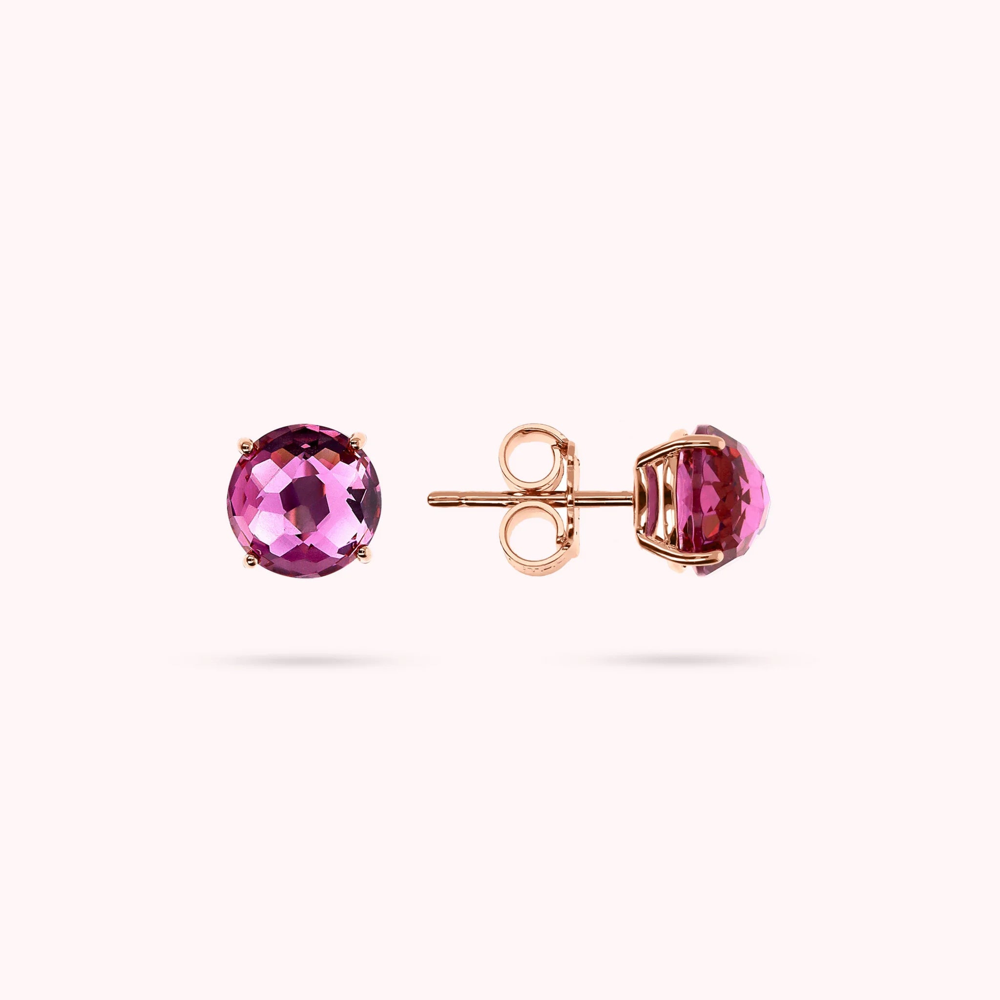 Boucles d'oreilles boutons avec mosaïque de pierres précieuses prismatiques