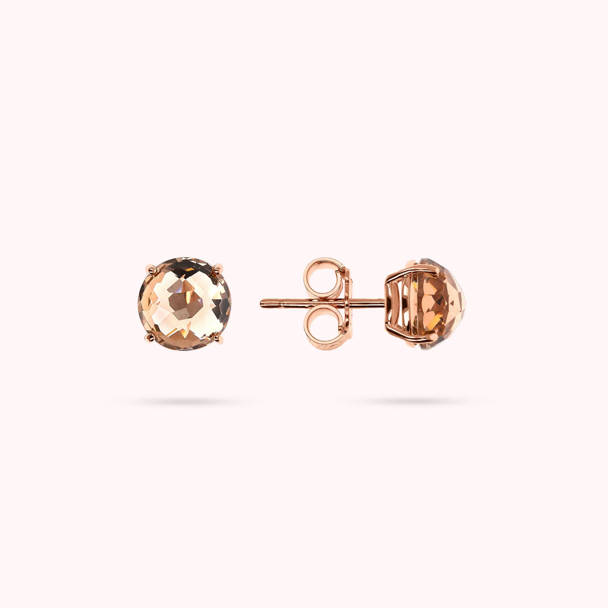 Button Earrings with Prism Gem Mosaic Cut