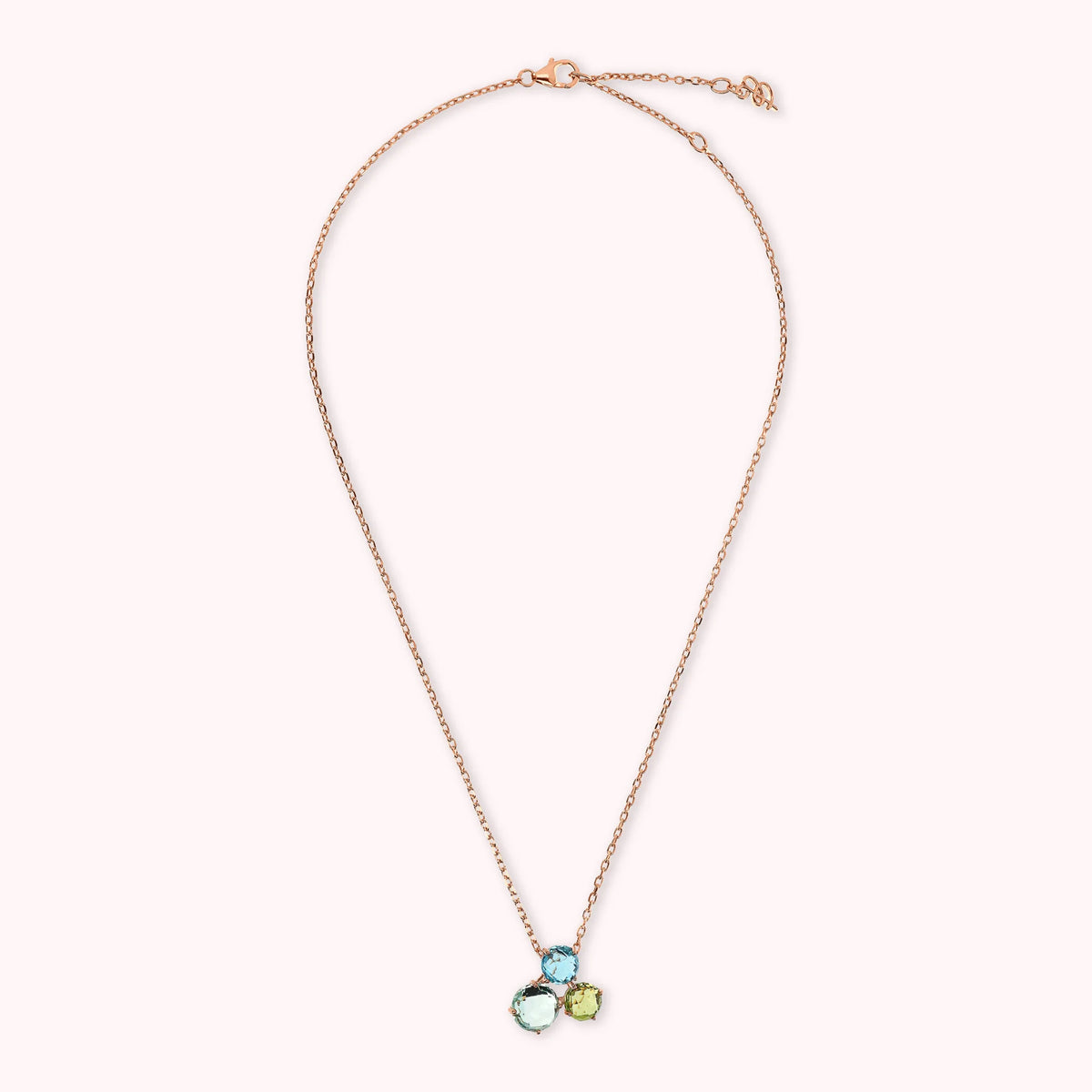 Mosaic Cut Prism Gem Trilogy Pendant Necklace