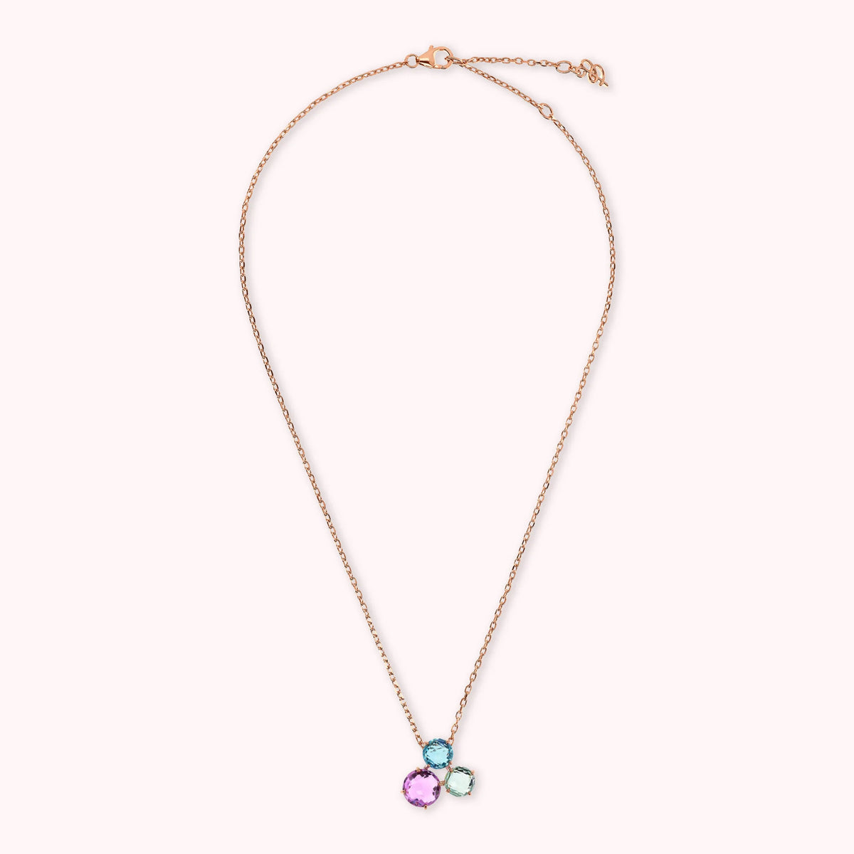 Mosaic Cut Prism Gem Trilogy Pendant Necklace