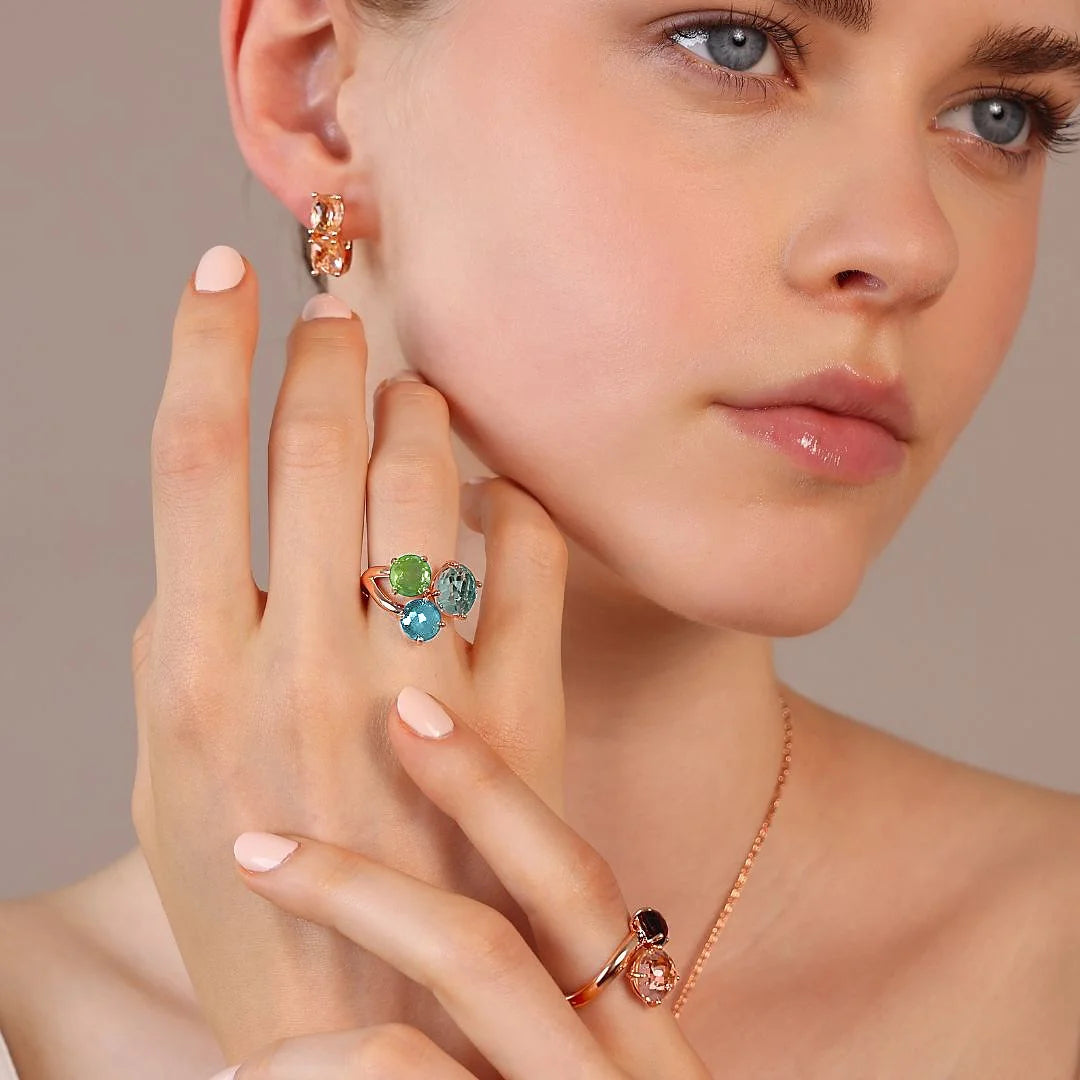 Bague trilogie avec Prisma Gem Mosaic Cut
