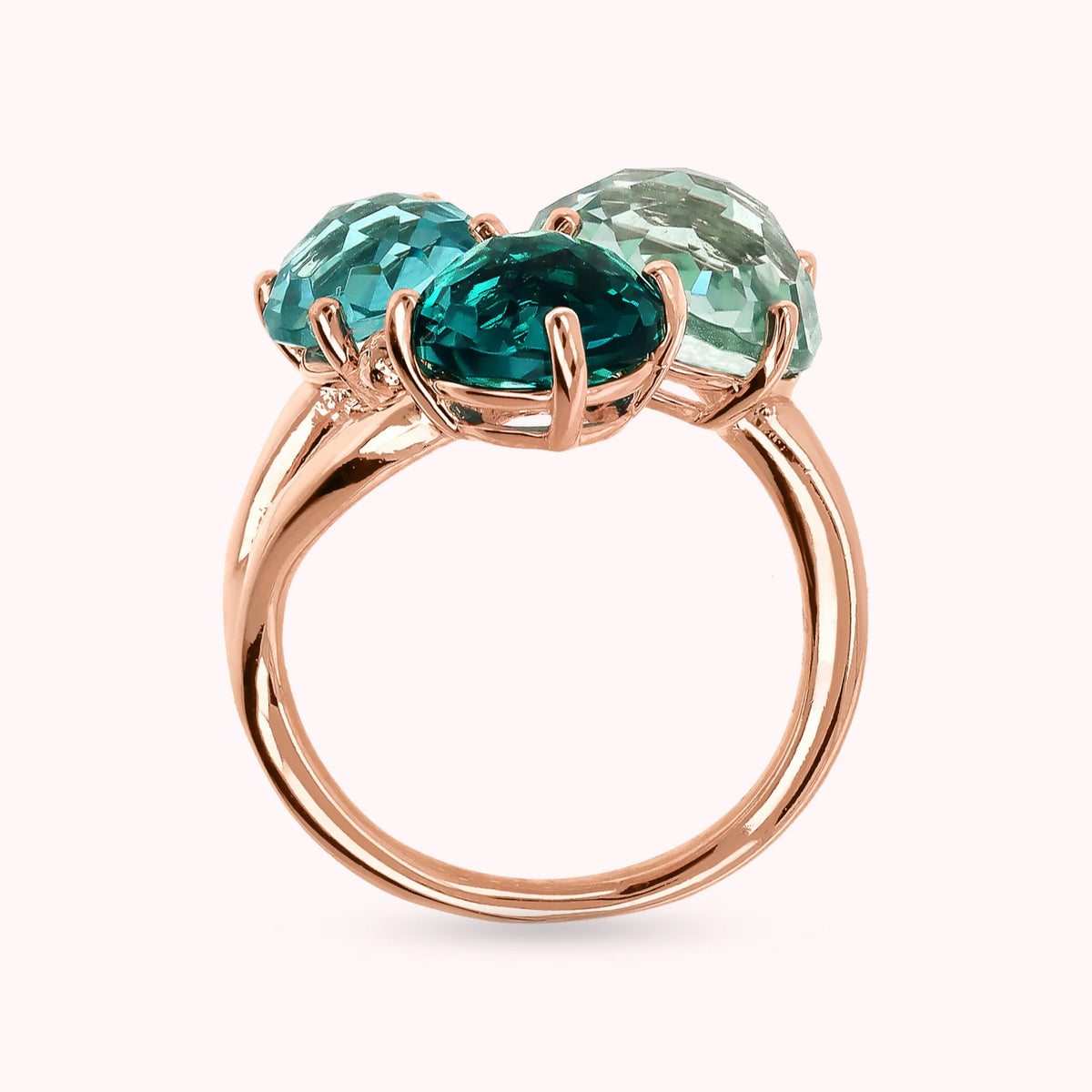 Bague trilogie avec Prisma Gem Mosaic Cut