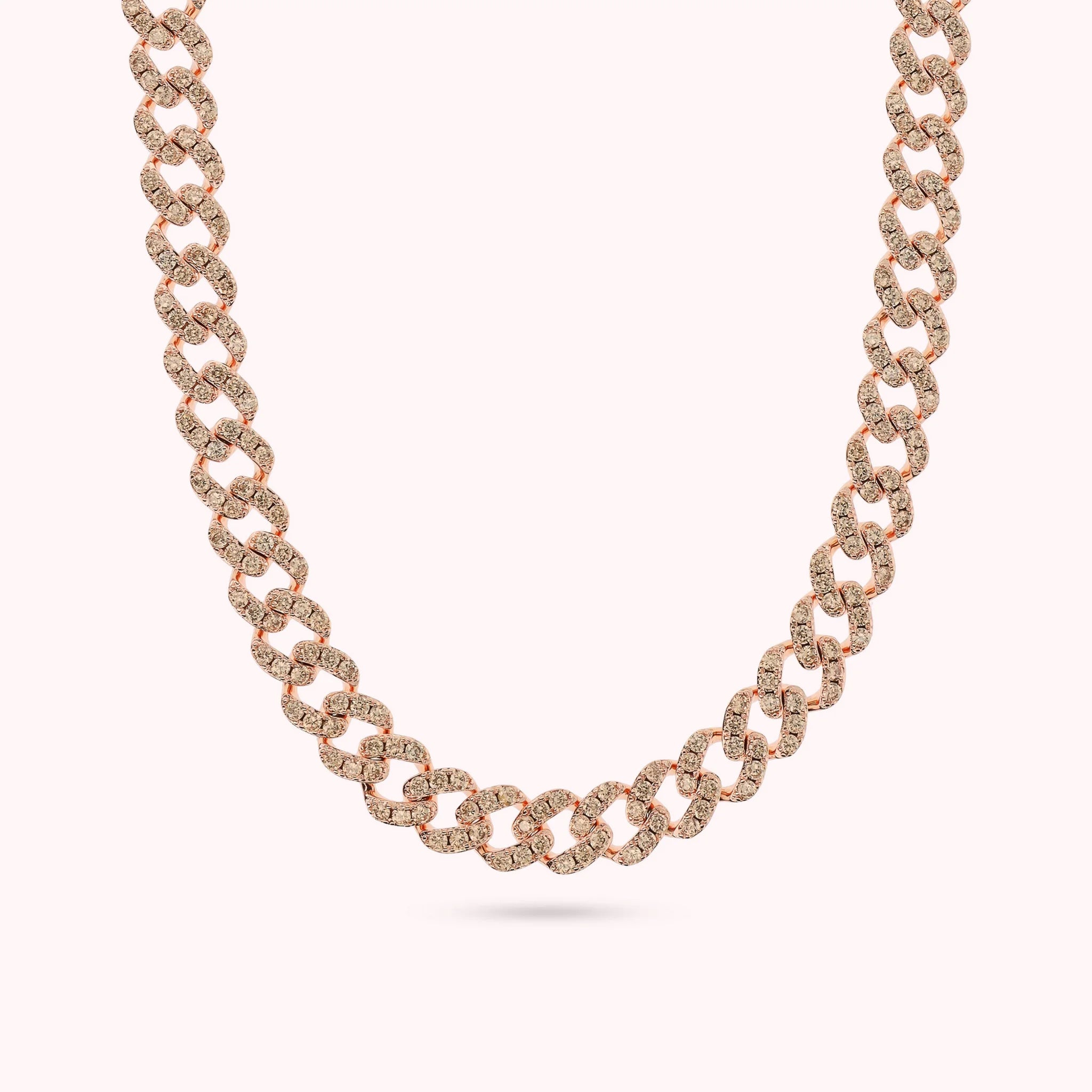 Choker-Halskette mit quadratischer Grumetta-Kette und Cubic Zirkonia Pavé