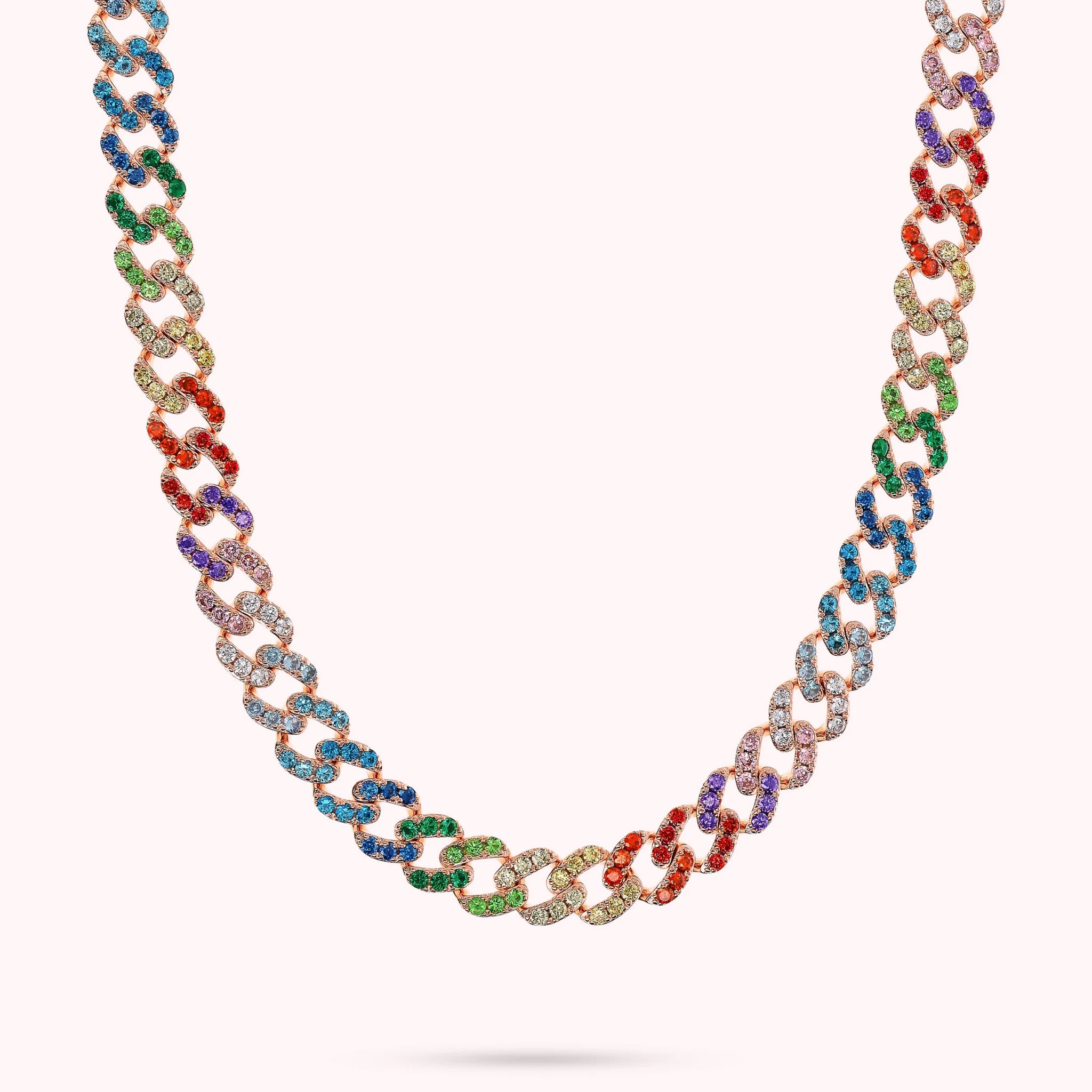 Choker-Halskette mit quadratischer Grumetta-Kette und Cubic Zirkonia Pavé