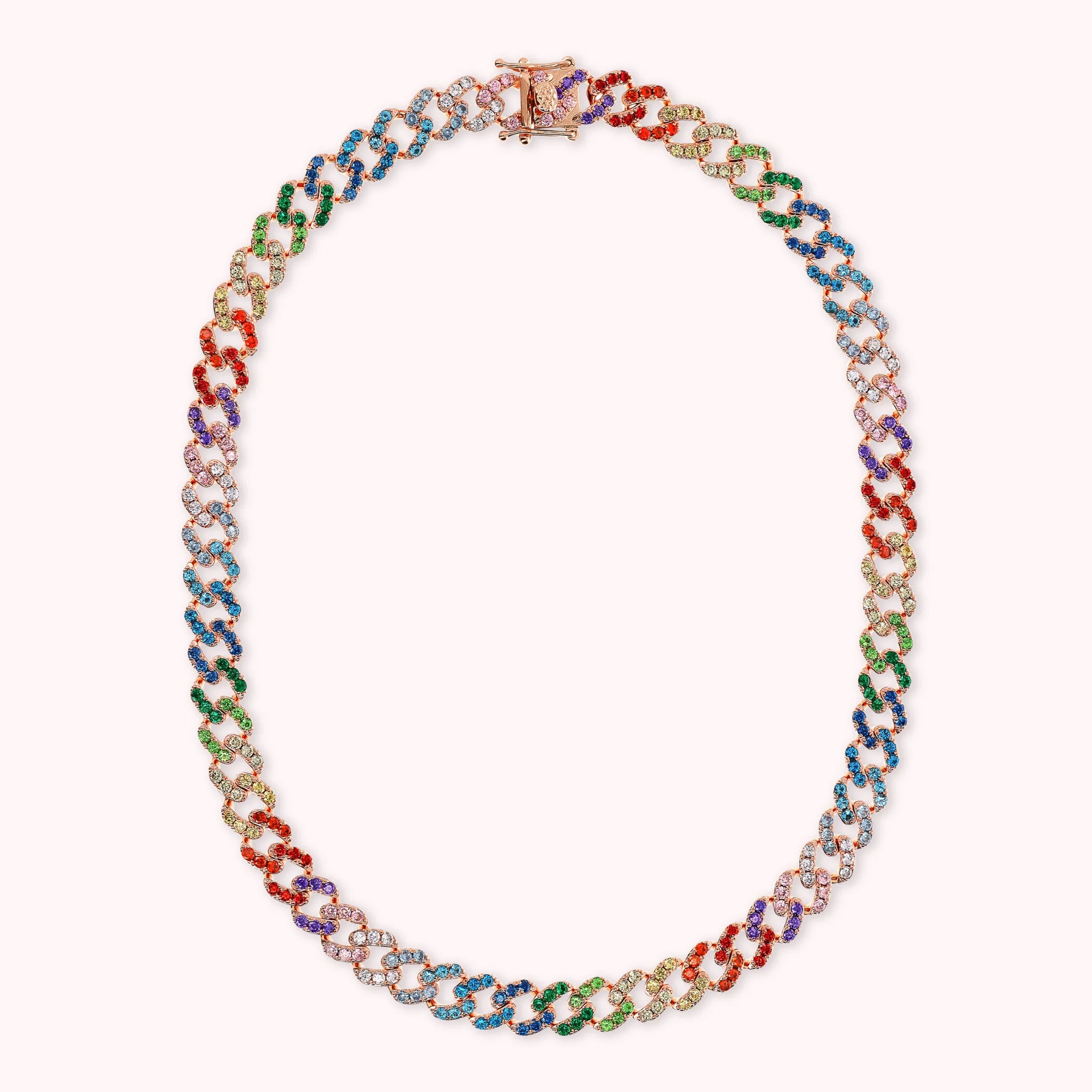 Collana Girocollo Catena Grumetta Squadrata con Pavé di Cubic Zirconia