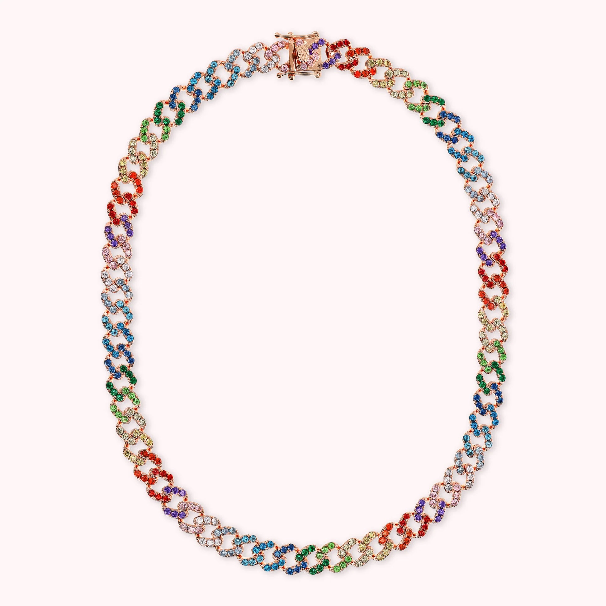 Collana Girocollo Catena Grumetta Squadrata con Pavé di Cubic Zirconia