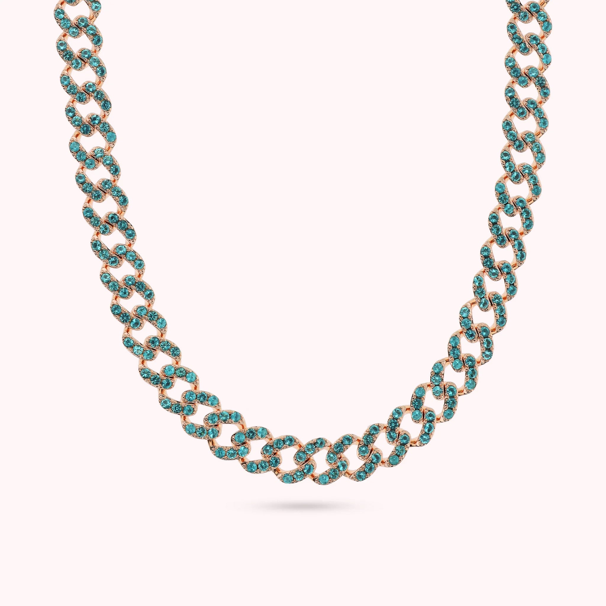Choker-Halskette mit quadratischer Grumetta-Kette und Cubic Zirkonia Pavé