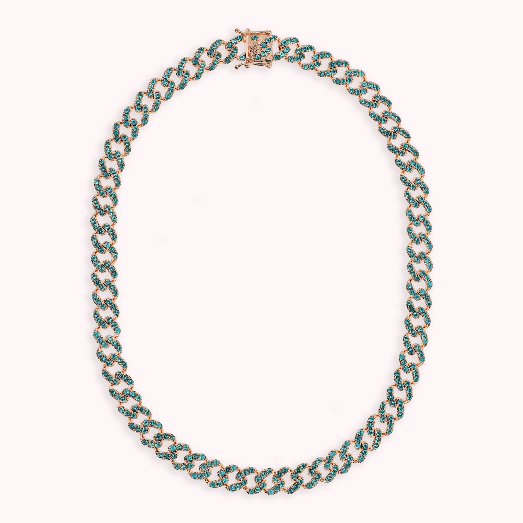 Choker-Halskette mit quadratischer Grumetta-Kette und Cubic Zirkonia Pavé