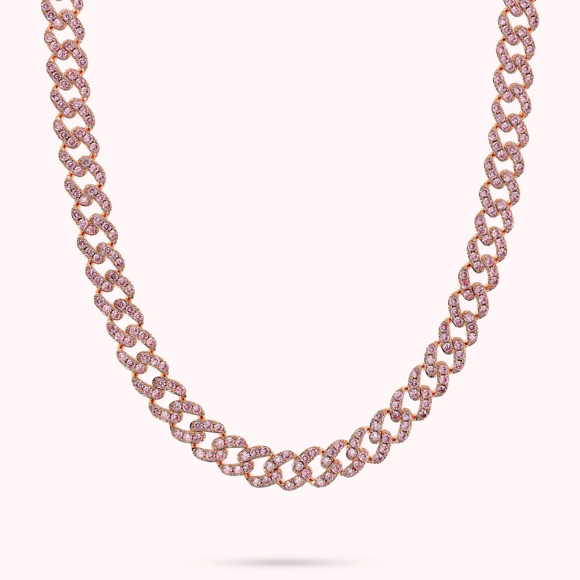 Square Link Chain Choker Necklace with Cubic Zirconia Pavé