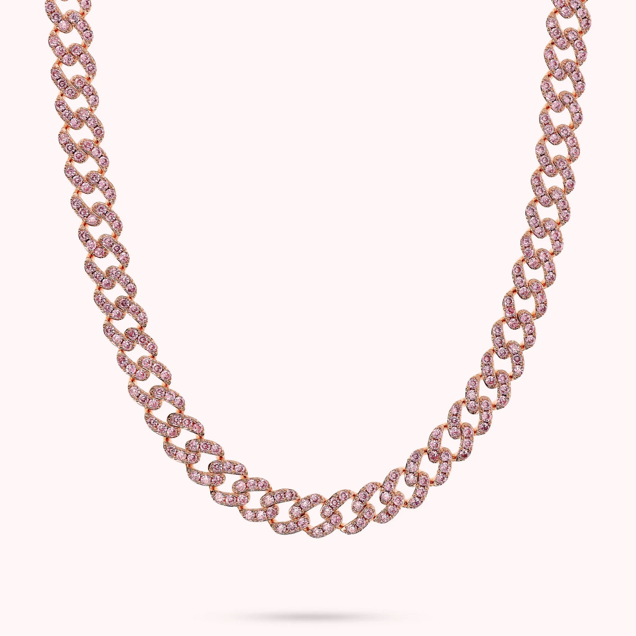 Choker-Halskette mit quadratischer Grumetta-Kette und Cubic Zirkonia Pavé