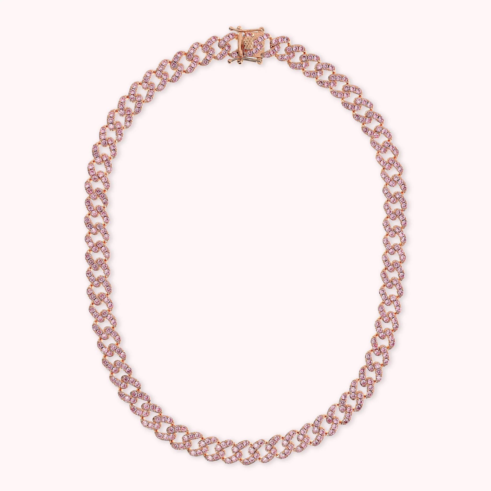 Collana Girocollo Catena Grumetta Squadrata con Pavé di Cubic Zirconia