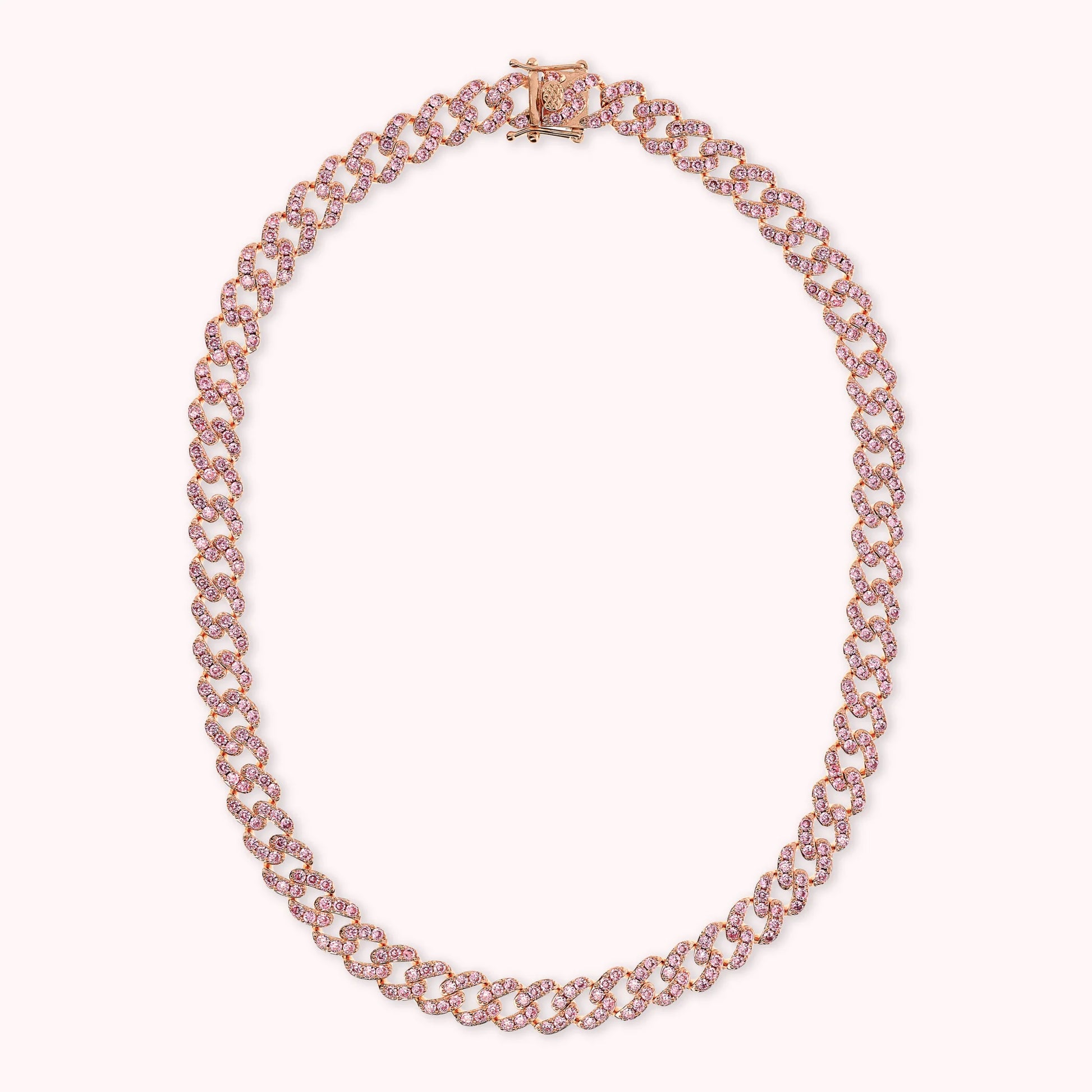 Collana Girocollo Catena Grumetta Squadrata con Pavé di Cubic Zirconia
