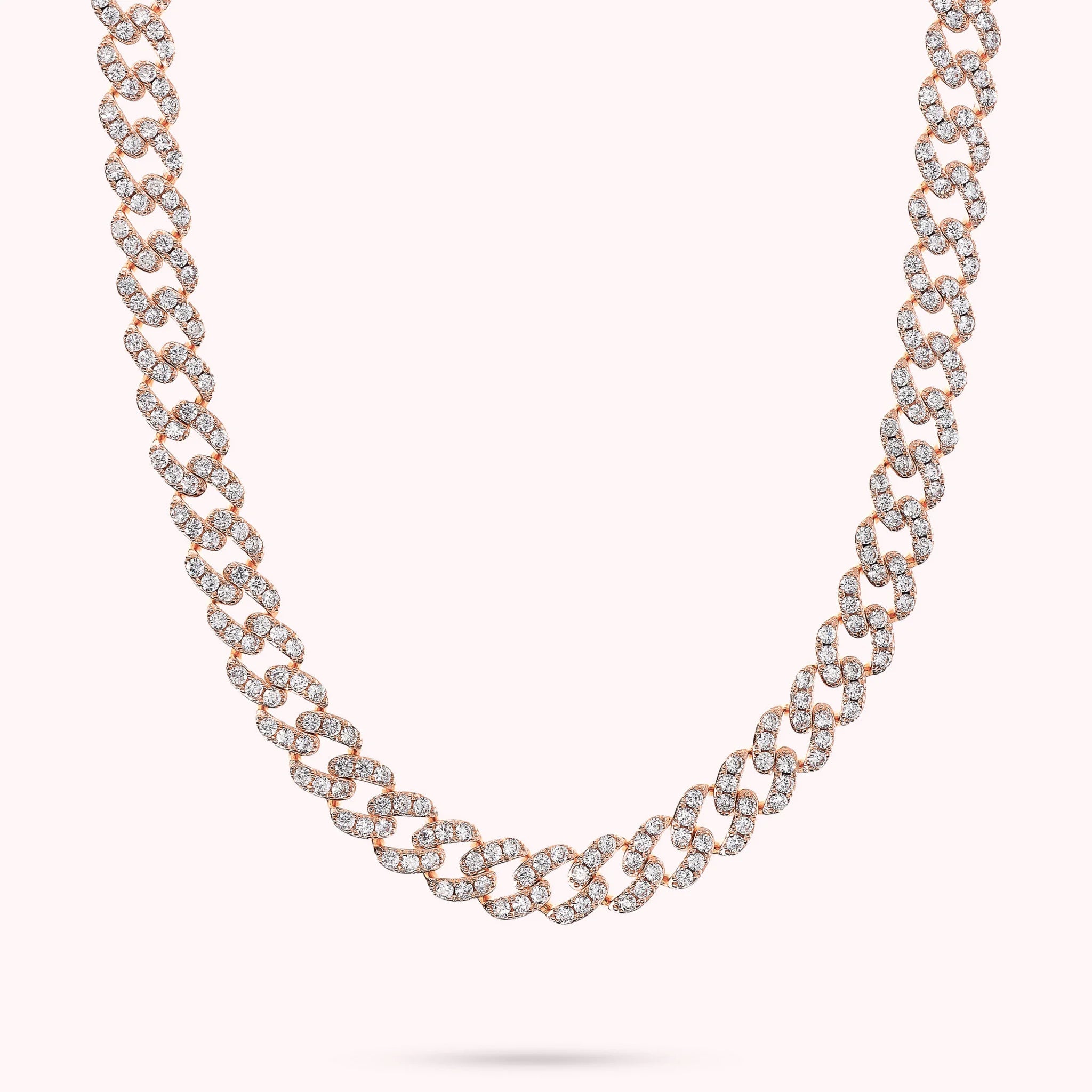 Choker-Halskette mit quadratischer Grumetta-Kette und Cubic Zirkonia Pavé
