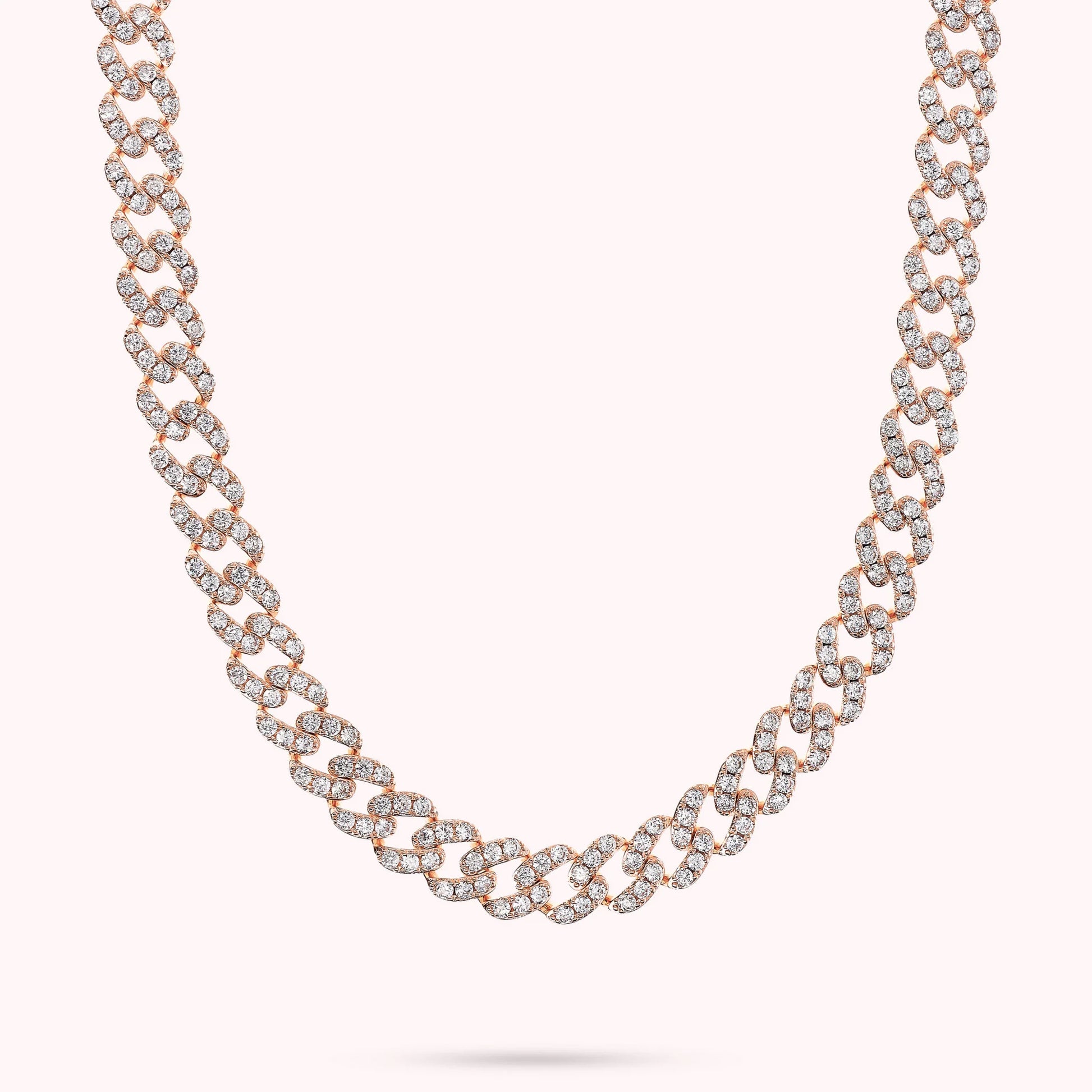 Square Link Chain Choker Necklace with Cubic Zirconia Pavé