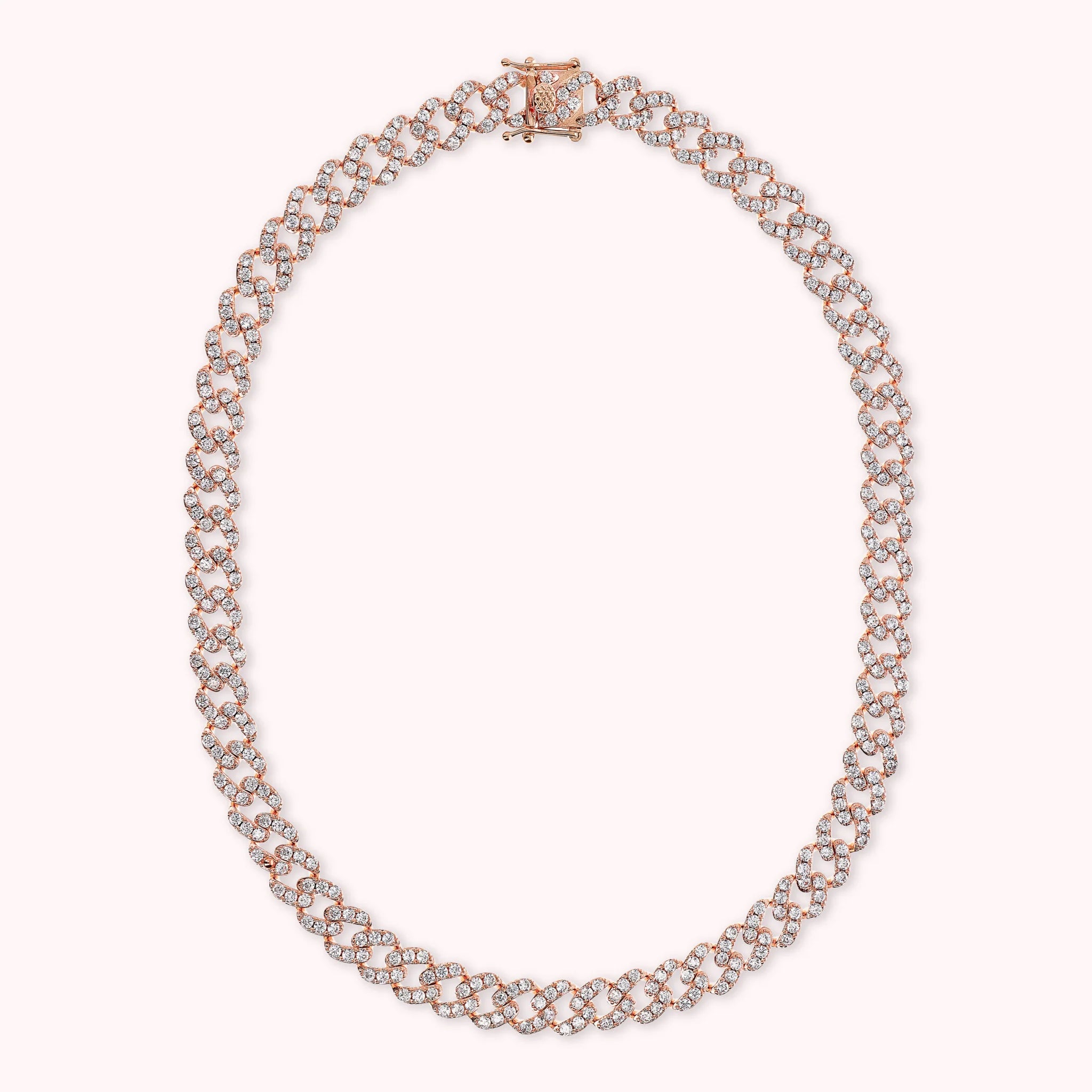 Collana Girocollo Catena Grumetta Squadrata con Pavé di Cubic Zirconia