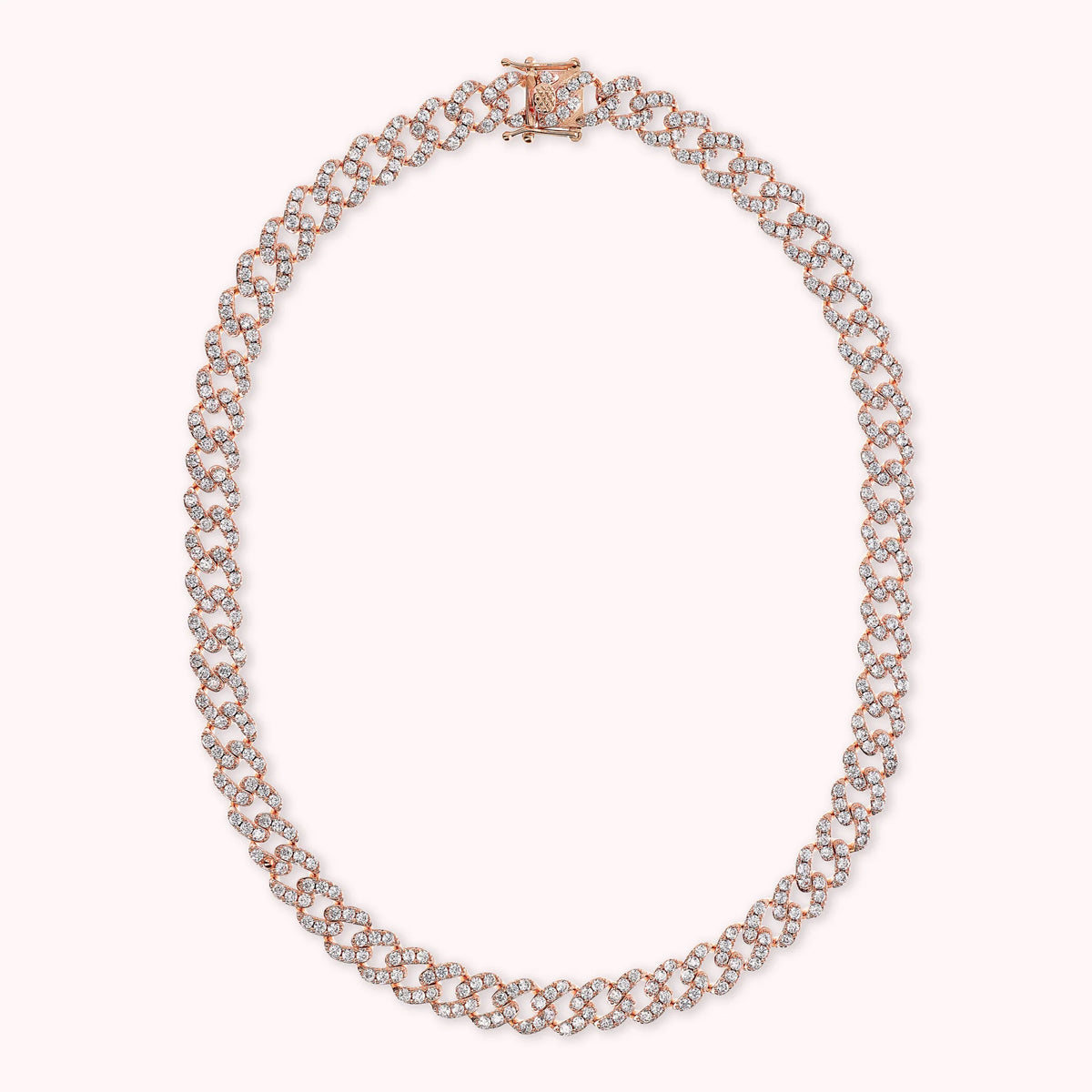 Collana Girocollo Catena Grumetta Squadrata con Pavé di Cubic Zirconia