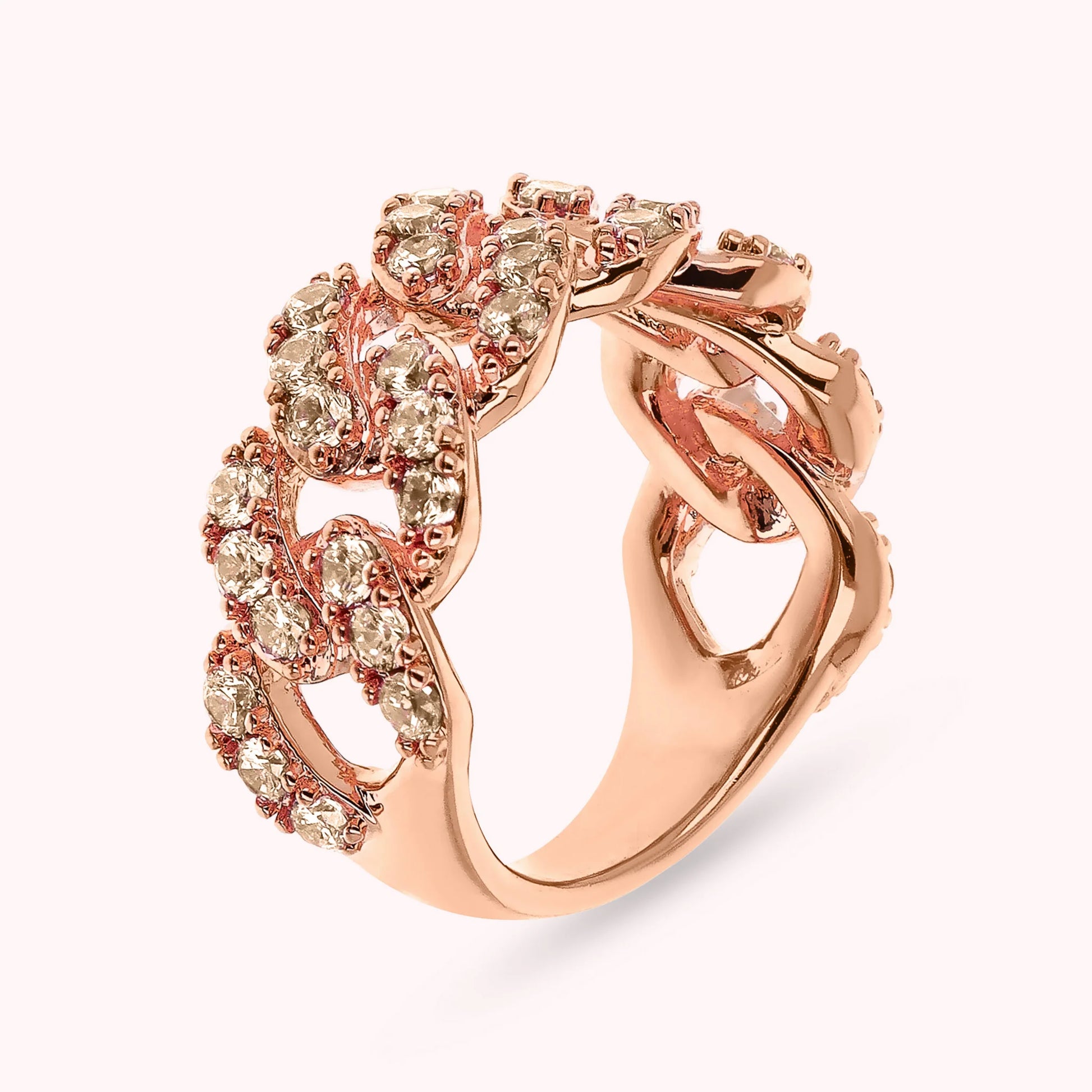 Bague à chaîne Grumetta carrée avec pavé de zirconium cubique