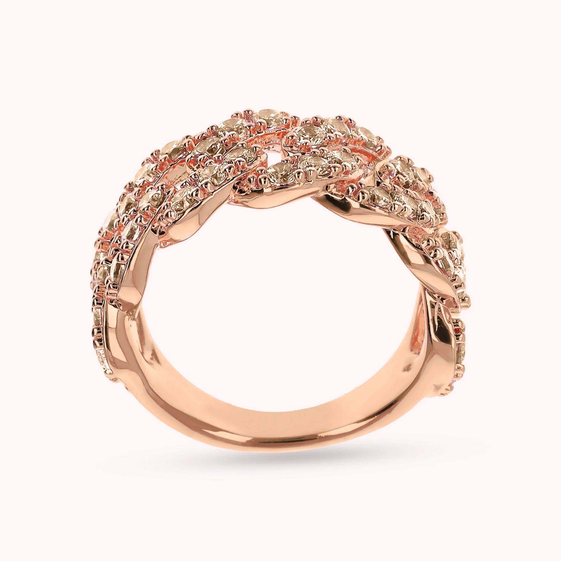 Bague à chaîne Grumetta carrée avec pavé de zirconium cubique