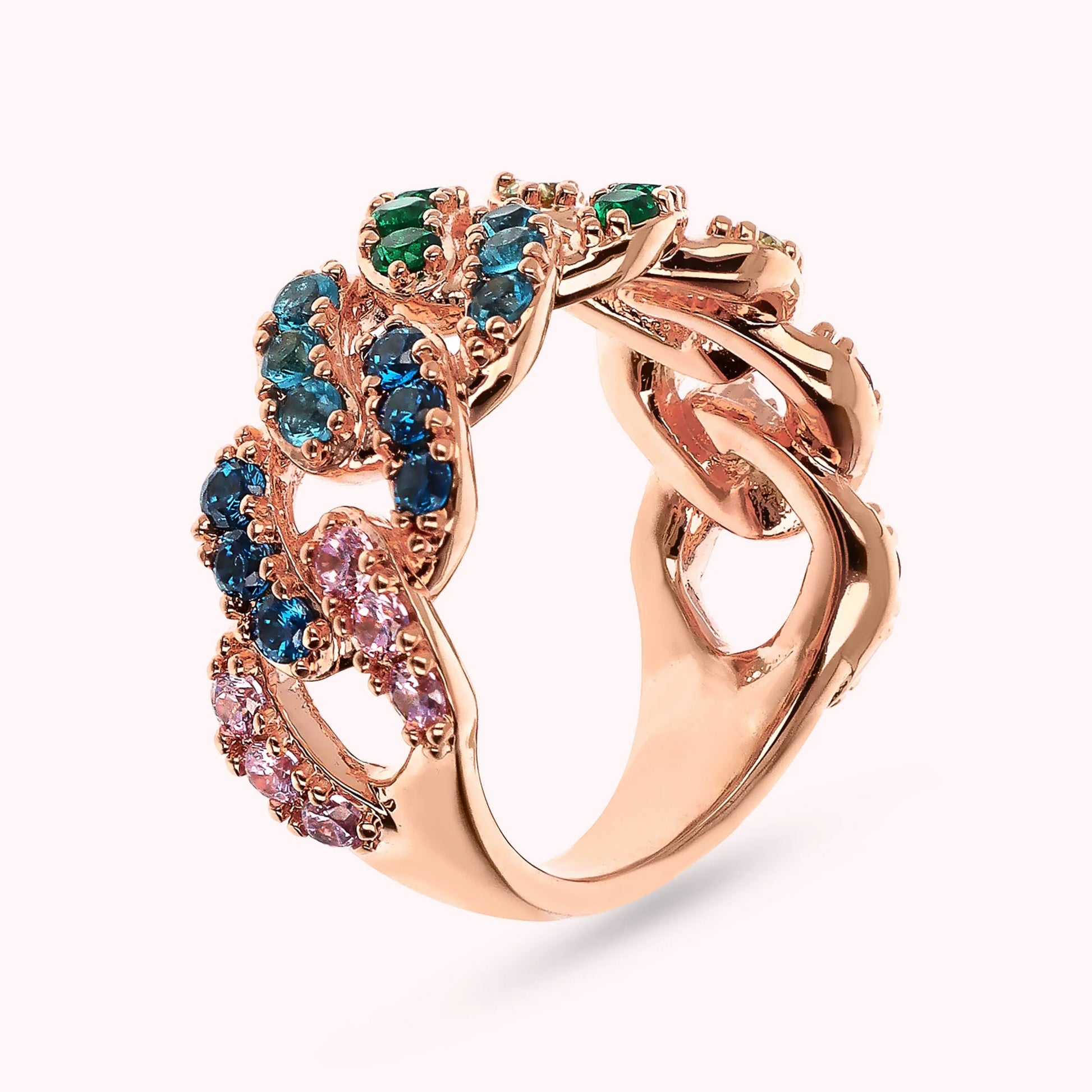 Bague à chaîne Grumetta carrée avec pavé de zirconium cubique