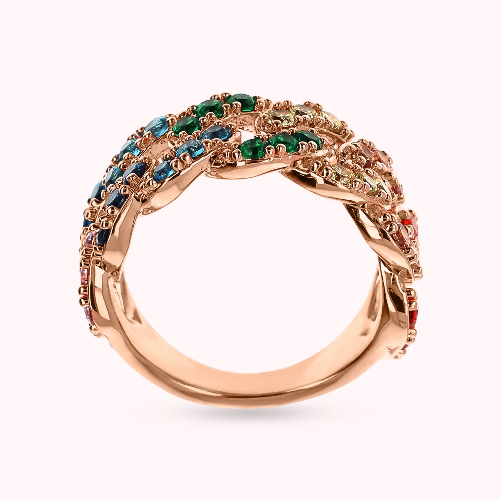 Bague à chaîne Grumetta carrée avec pavé de zirconium cubique