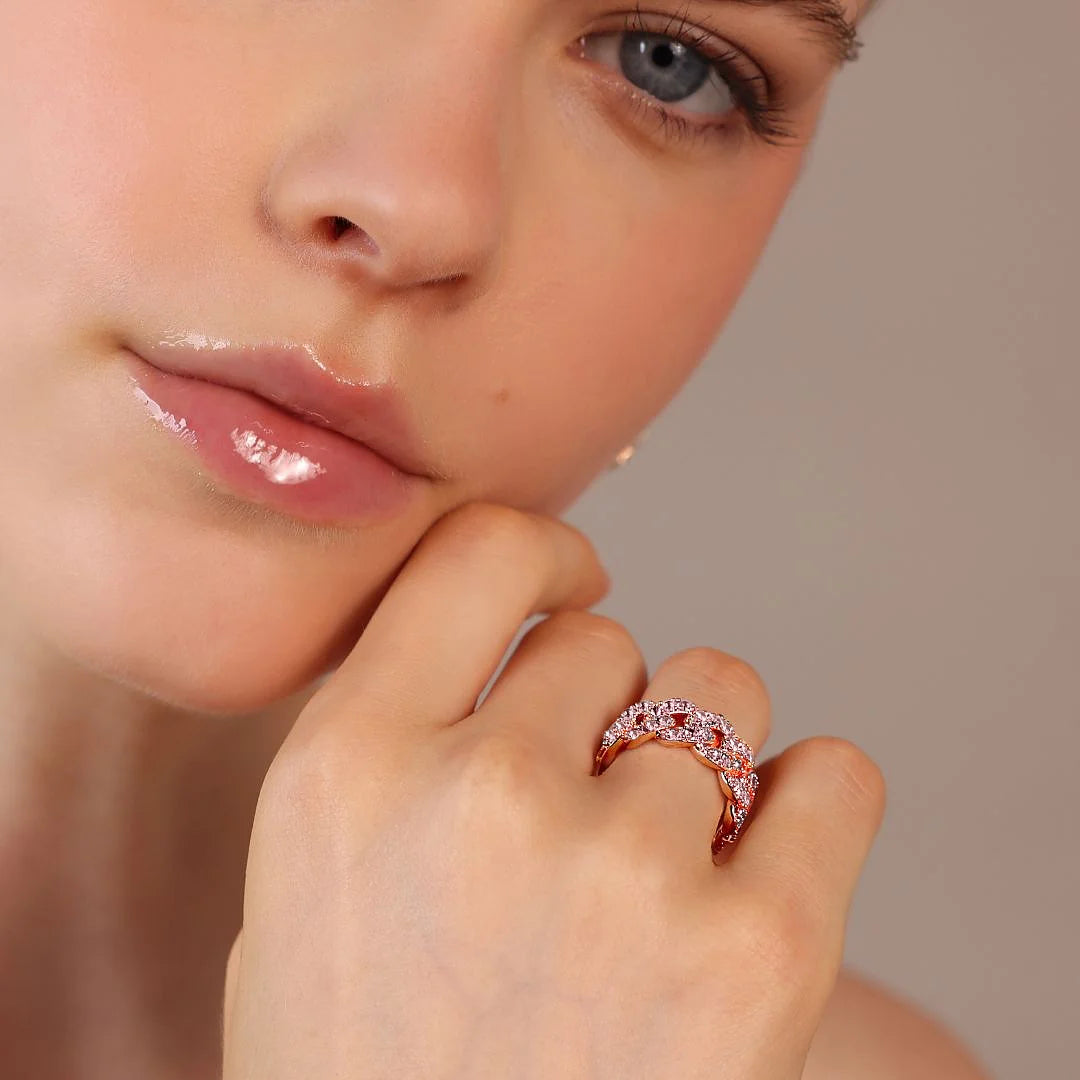 Bague à chaîne Grumetta carrée avec pavé de zirconium cubique