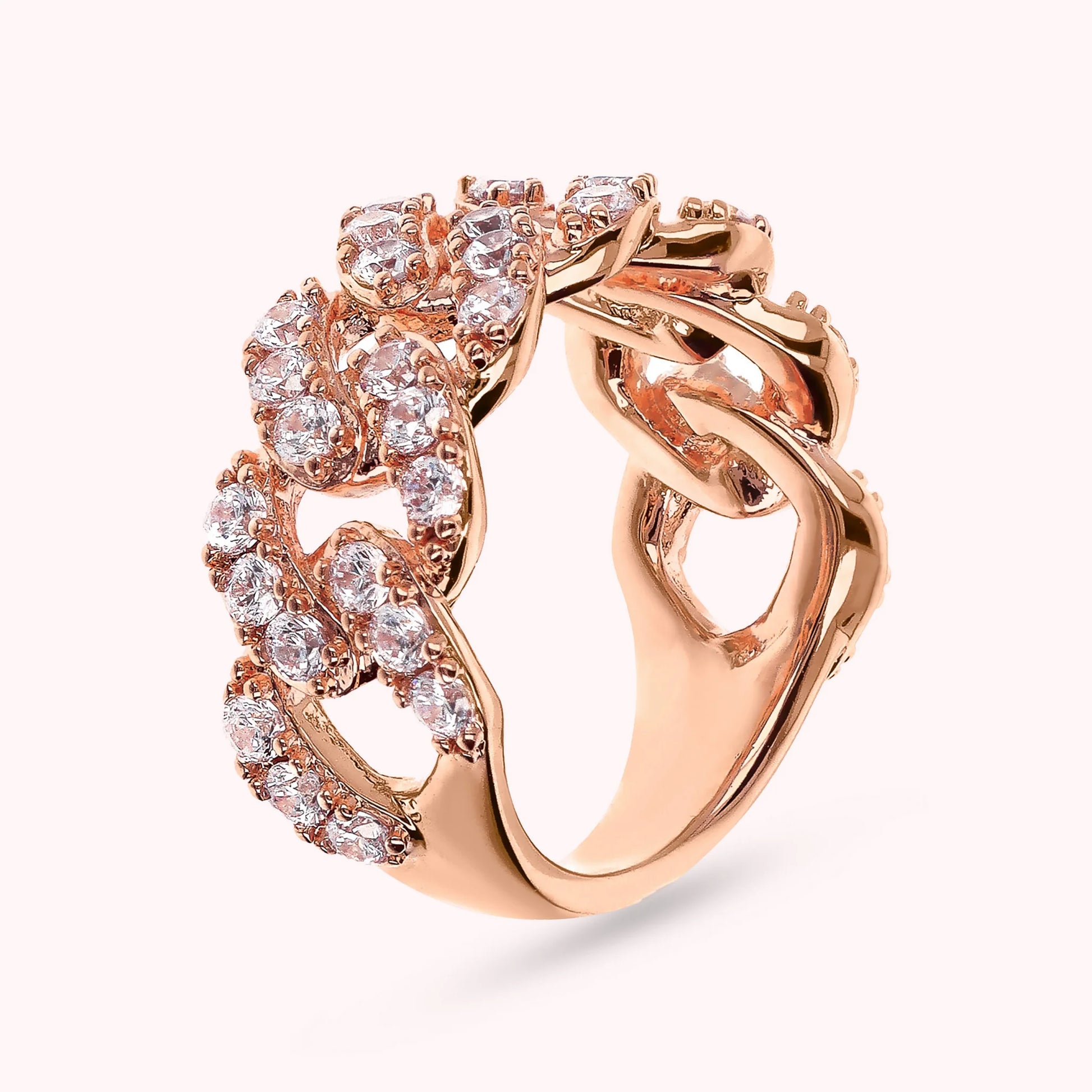 Bague à chaîne Grumetta carrée avec pavé de zirconium cubique
