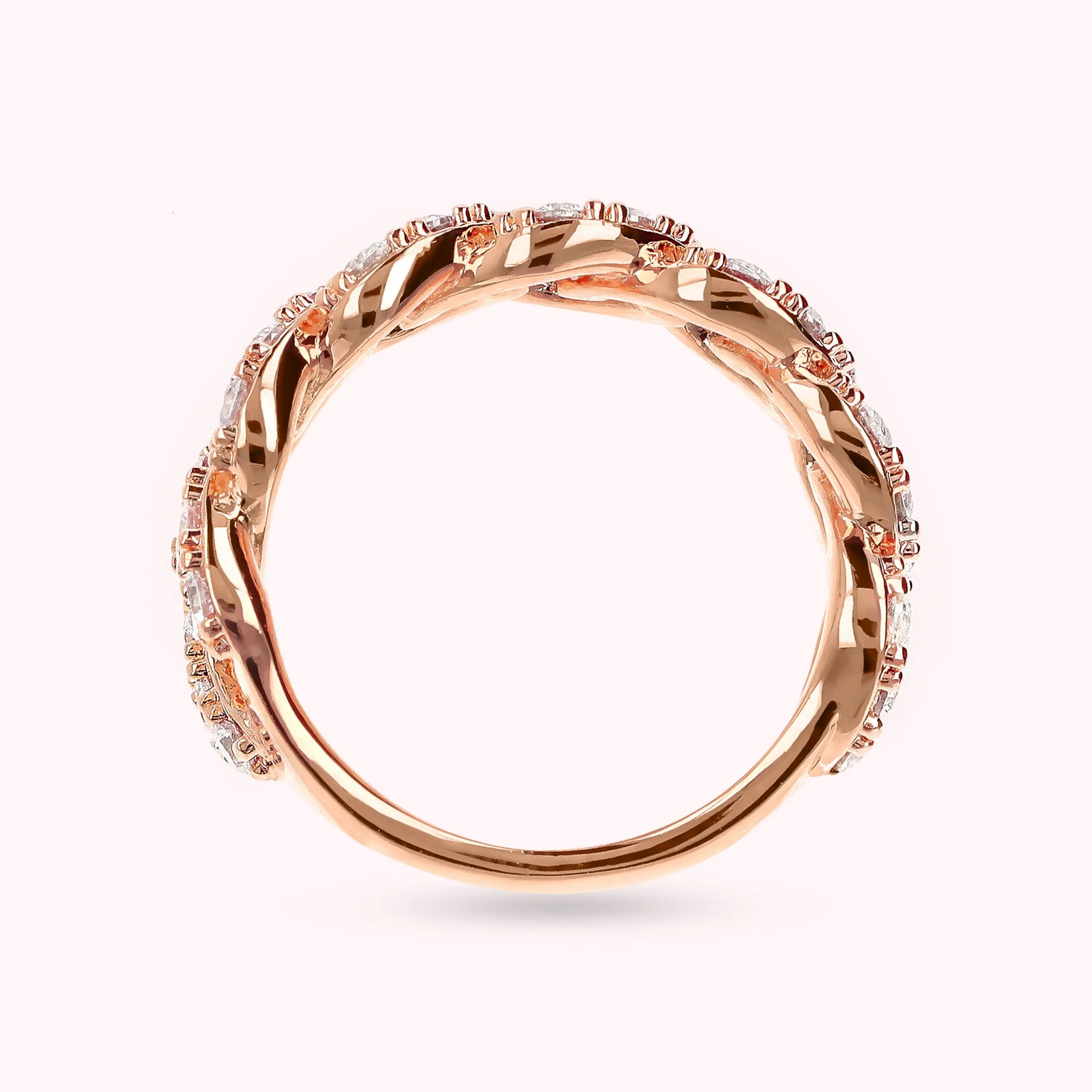 Square Grumetta Chain Band Ring with Cubic Zirconia Pavé